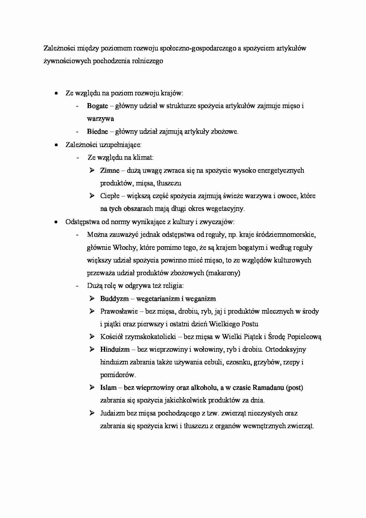 Rozwoj społeczno-gospodarczy a spożycie artykułów żywnościowych - strona 1