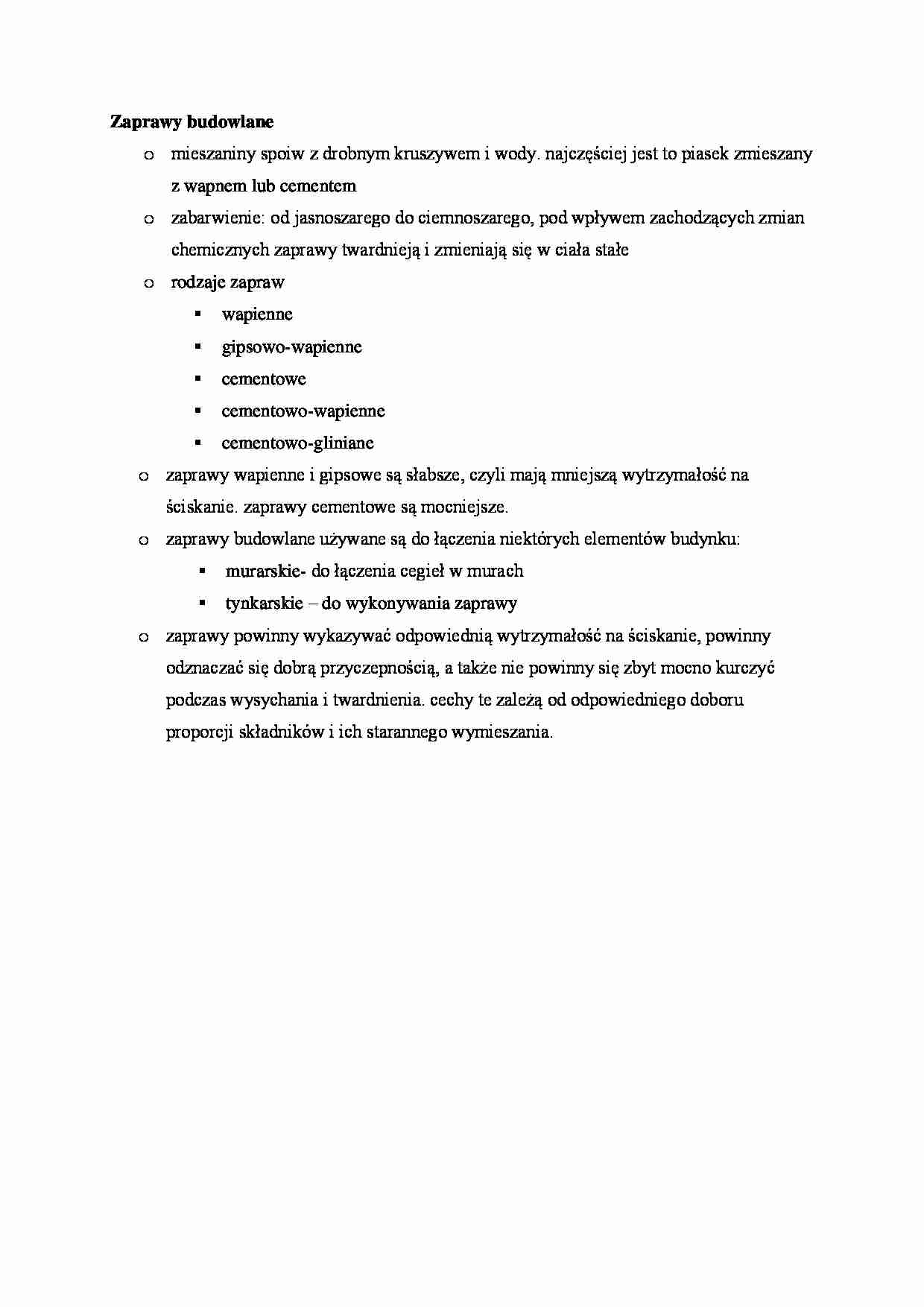 Zaprawy budowlane - omówienie. - strona 1