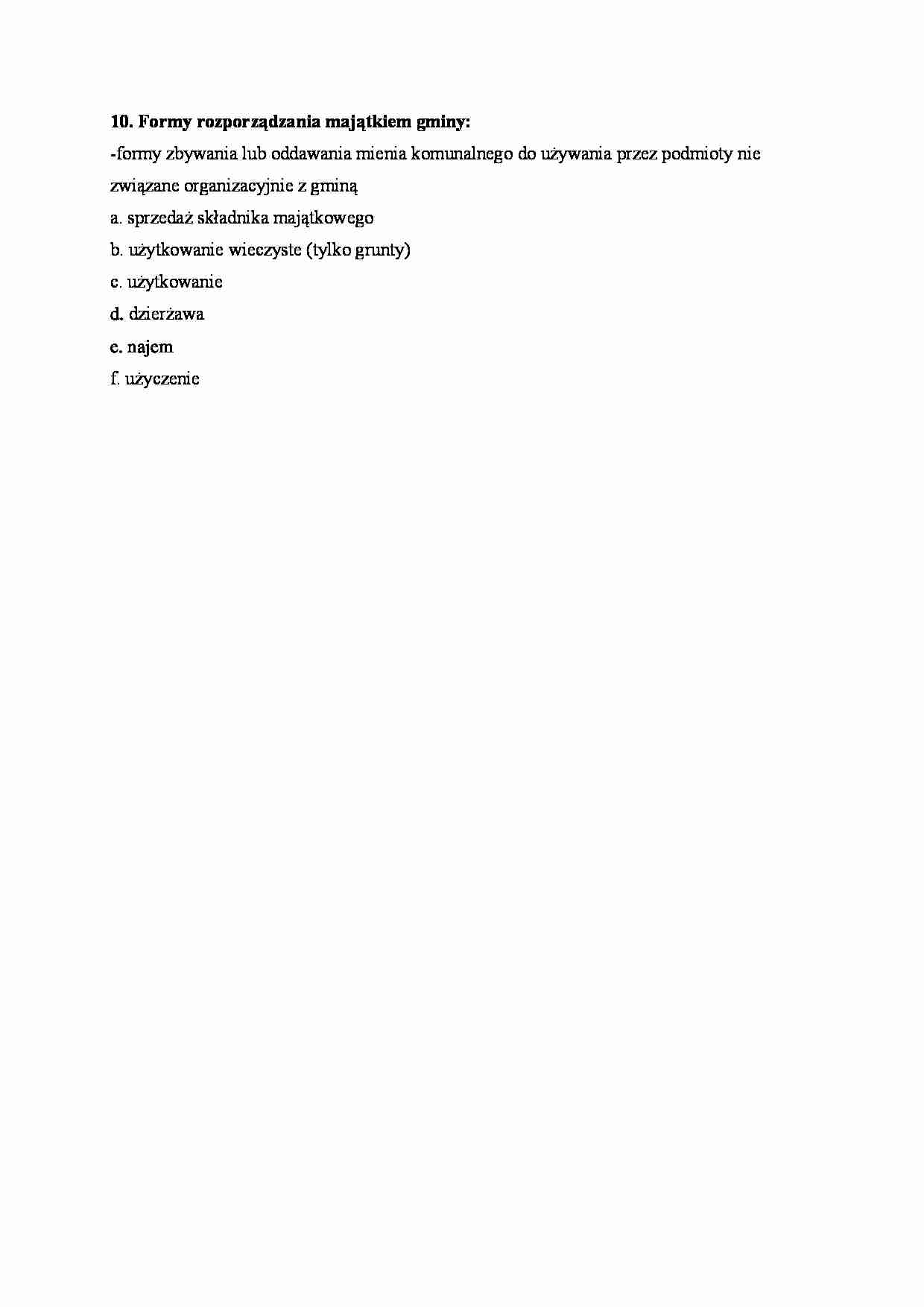 Formy rozporządzania majątkiem gmin - strona 1
