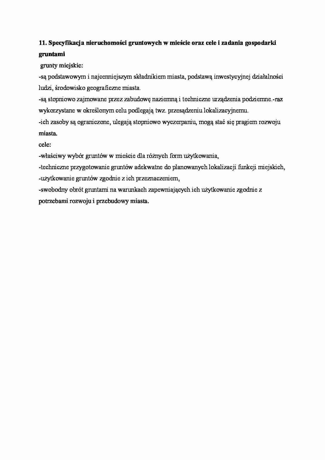 Specyfikacja nieruchomości gruntowych w mieście - strona 1