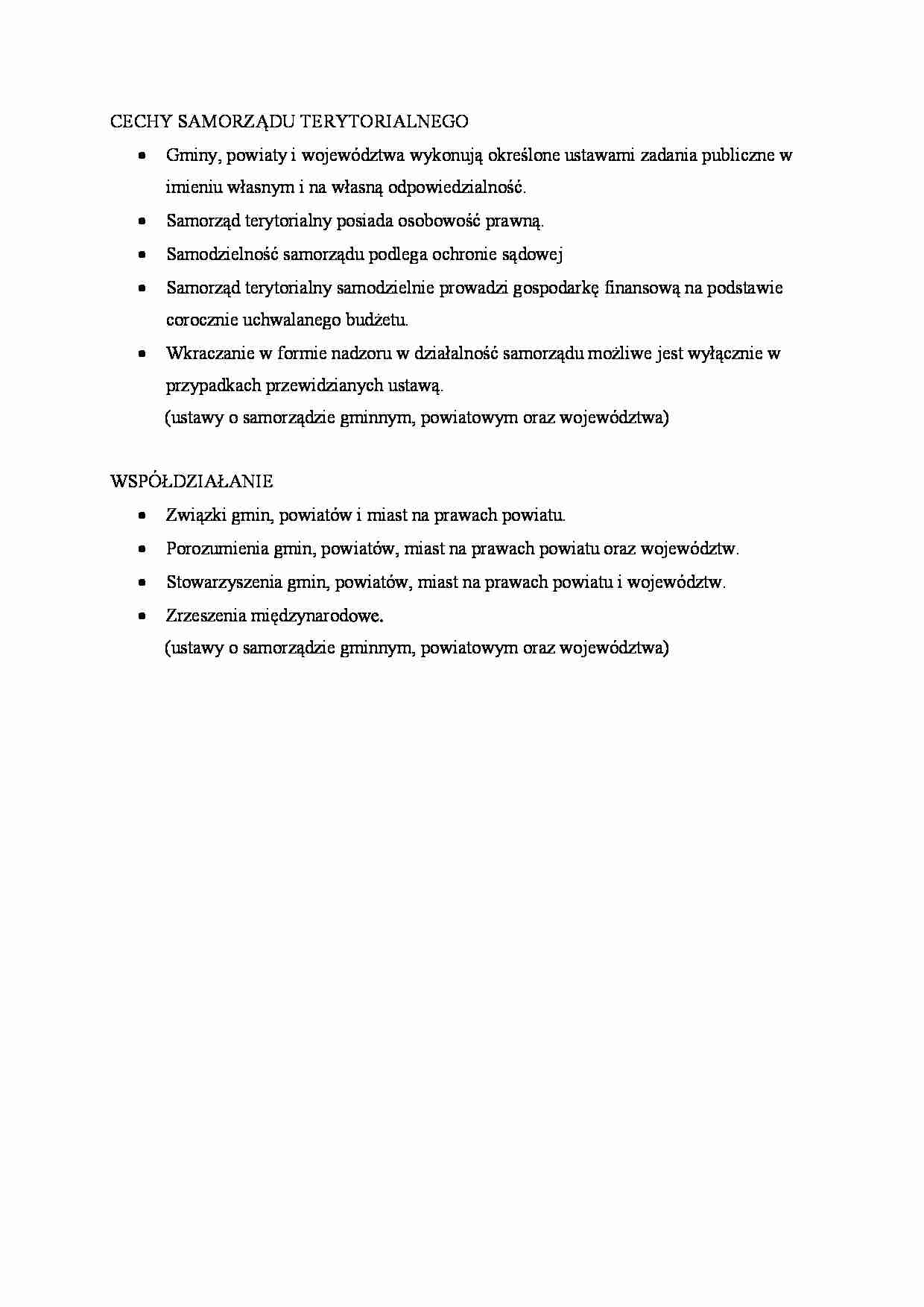 Cechy samorządu terytorialnego. - strona 1