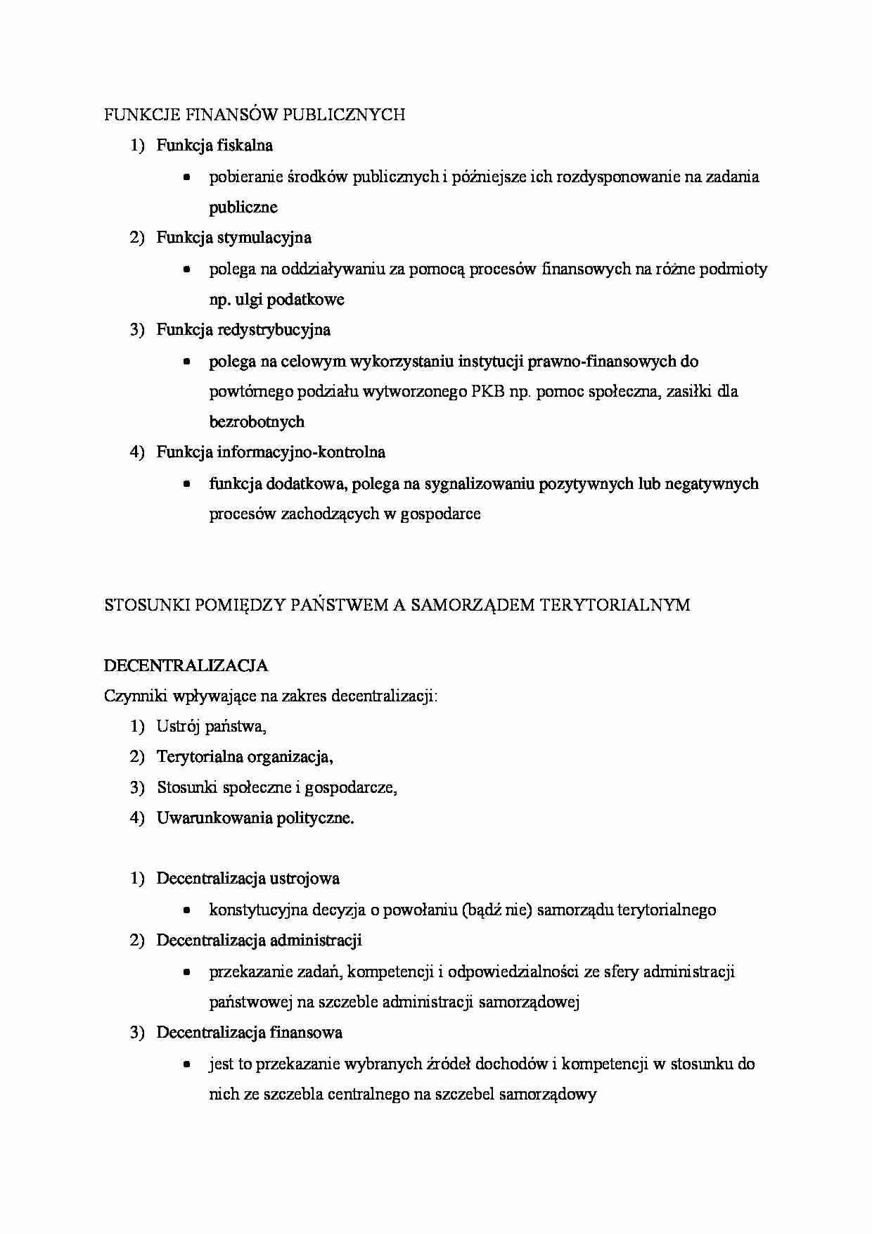 Funkcje finansów publicznych. - strona 1