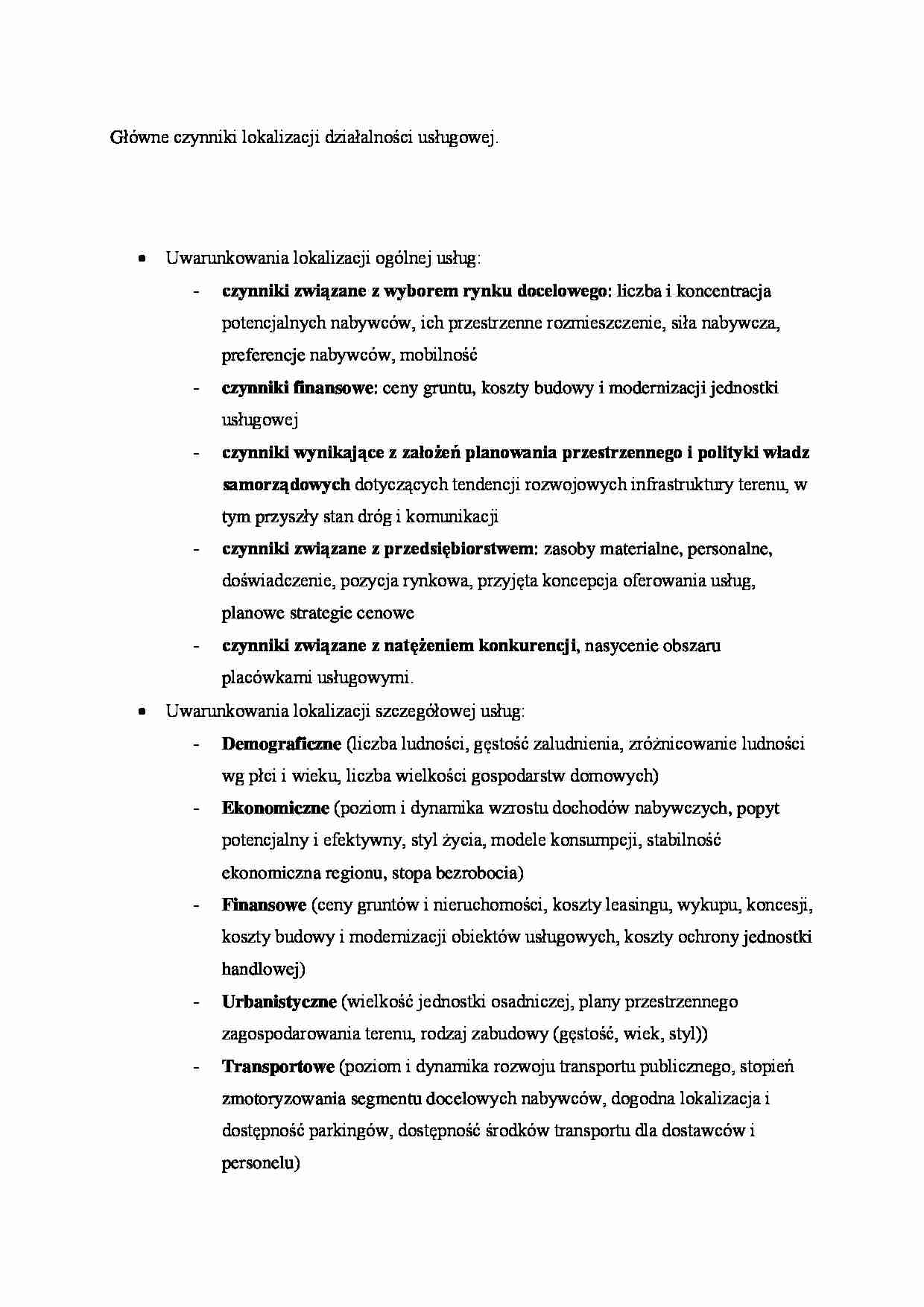 Główne czynniki lokalizacji działalności usługowej - strona 1