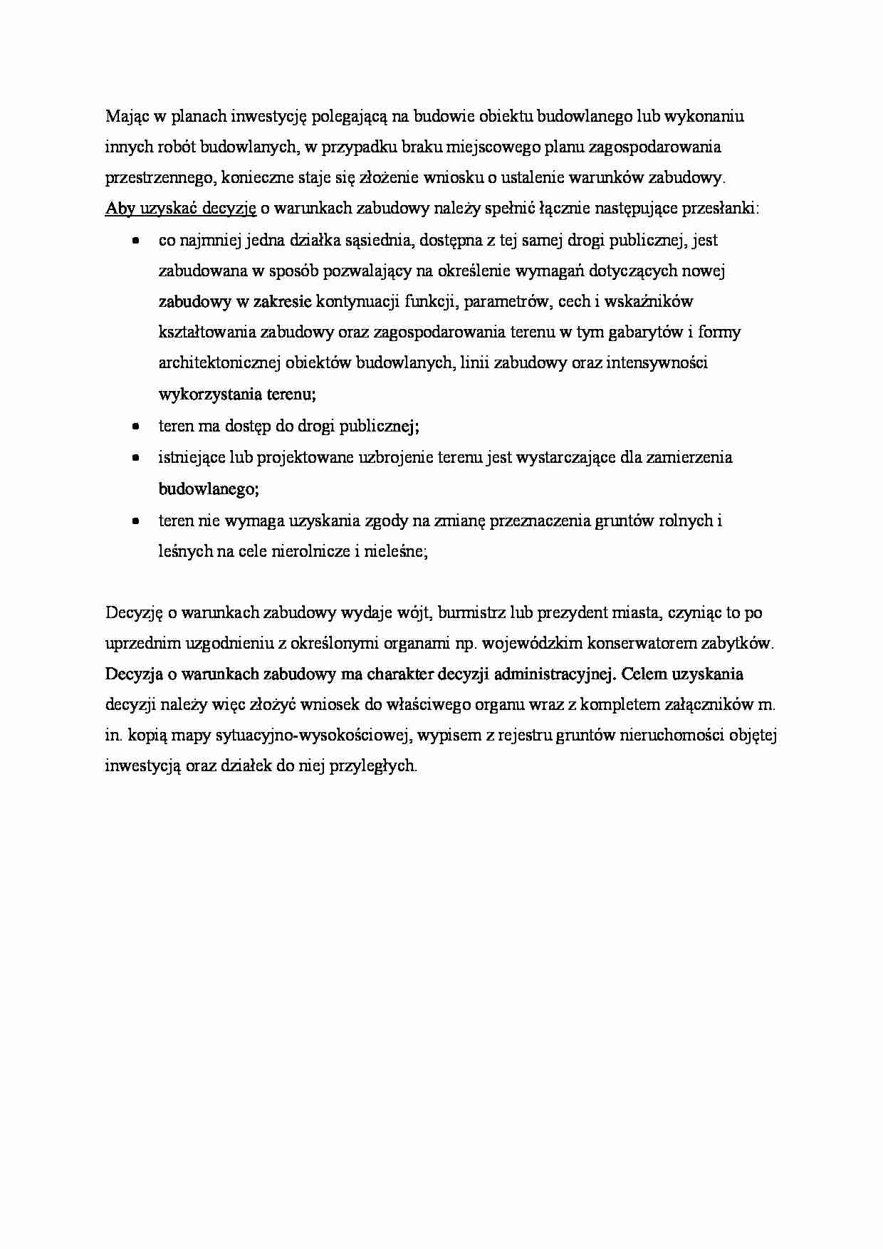 Decyzja o warunkach zabudowy. - strona 1