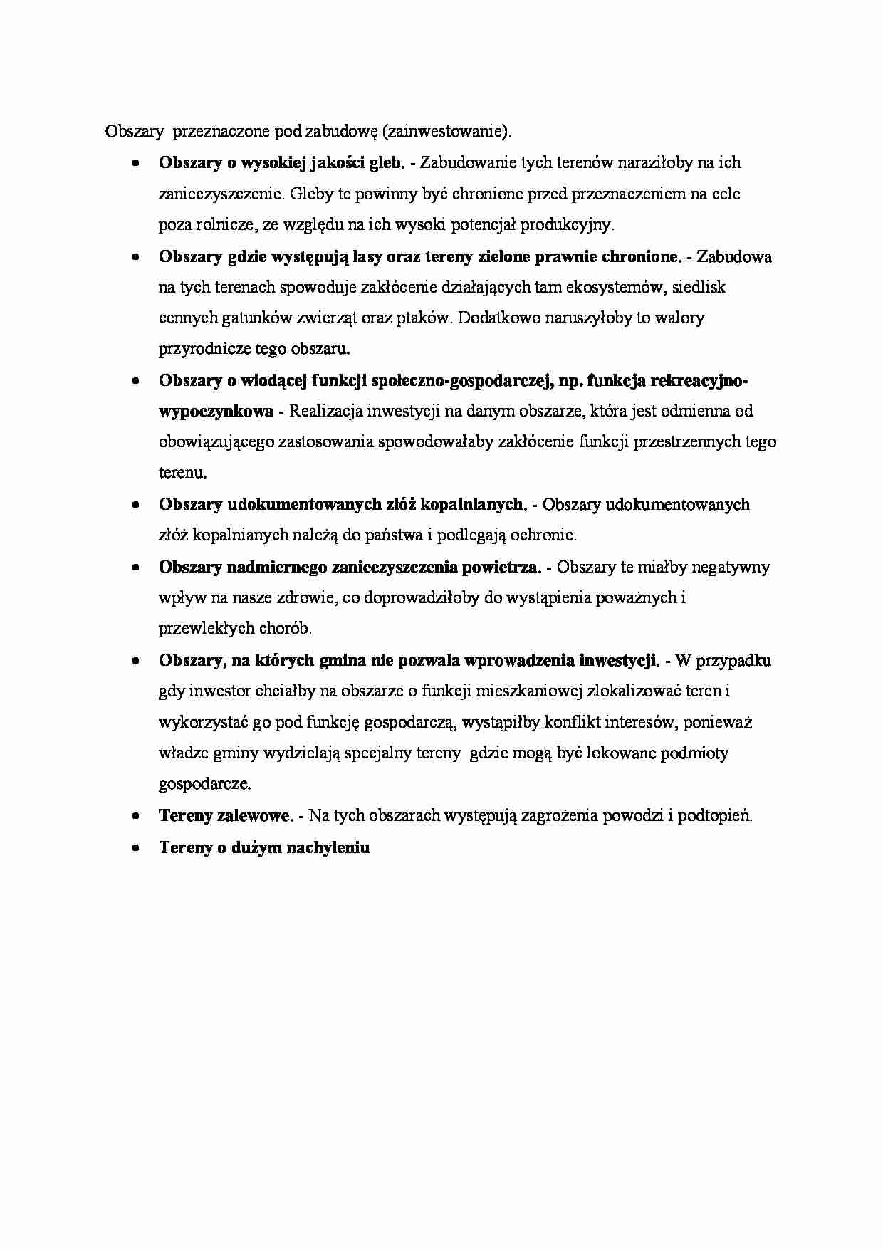 Obszary  przeznaczone pod zabudowę - strona 1