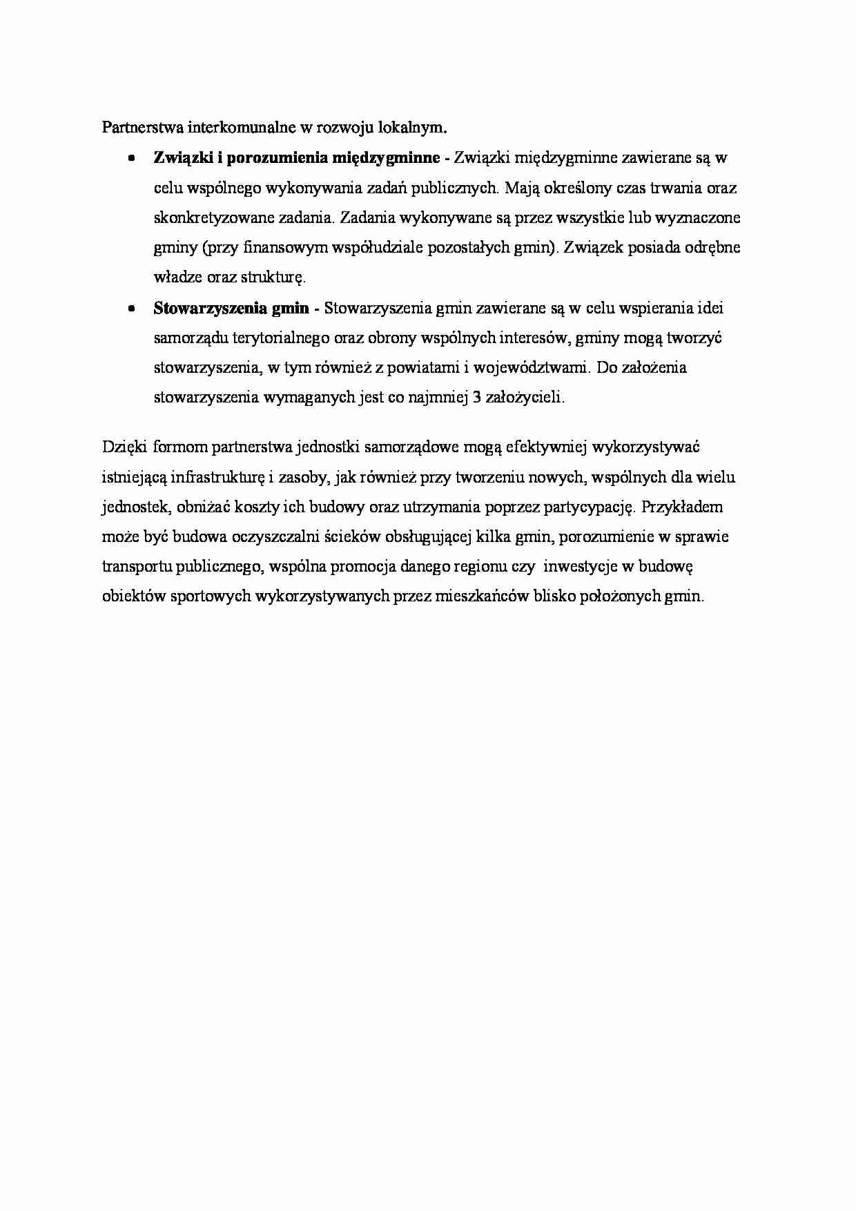 Partnerstwa interkomunalne w rozwoju lokalnym - strona 1