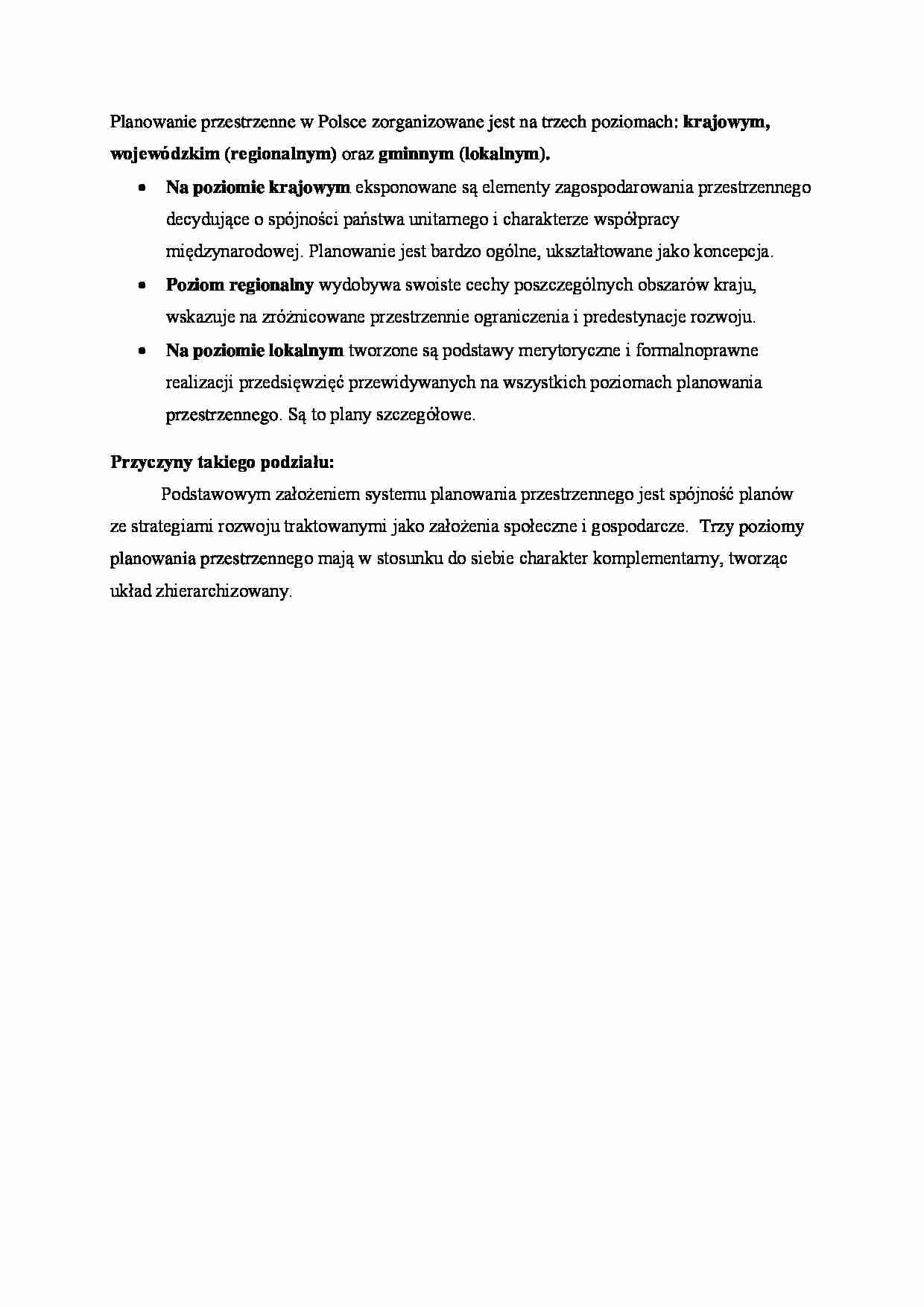 Planowanie przestrzenne w Polsce - poziomy. - strona 1