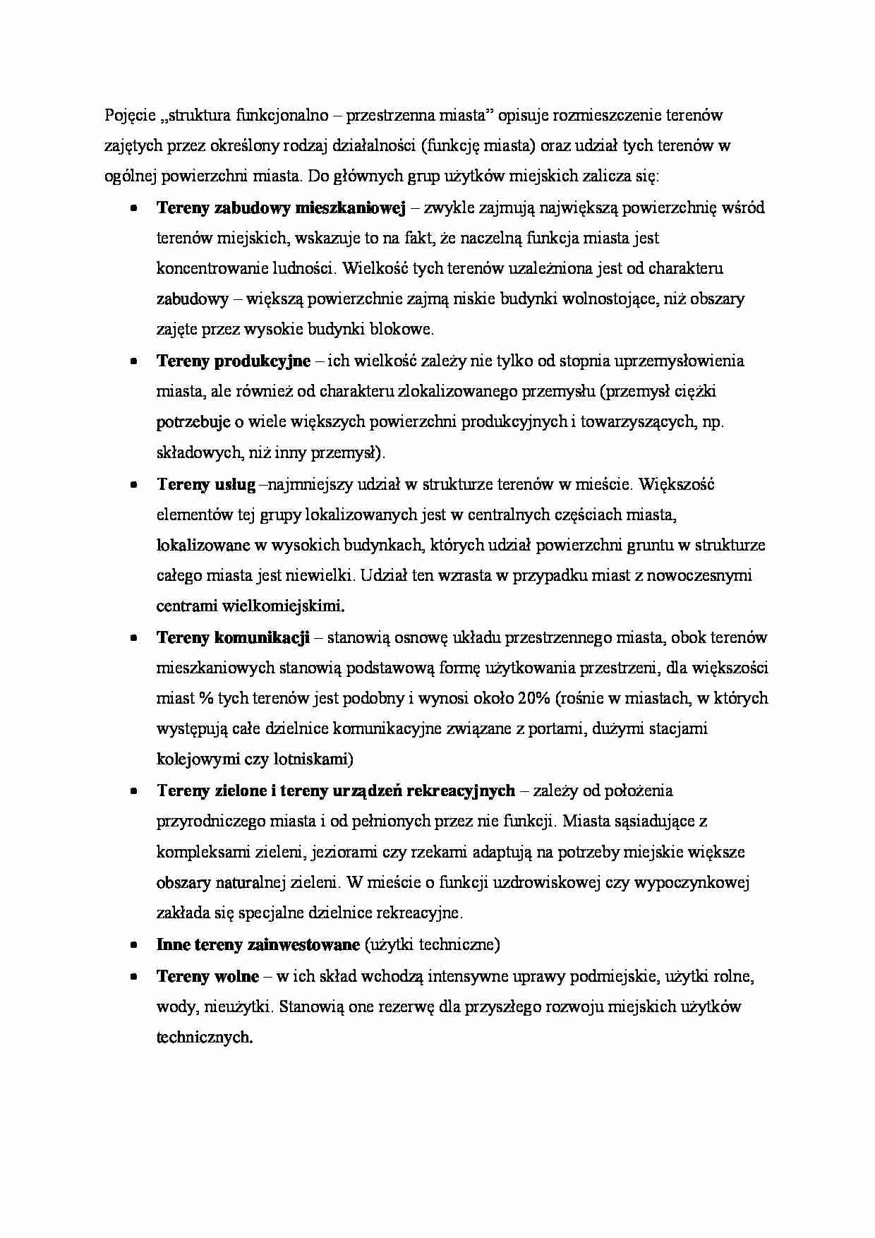 Struktura funkcjonalno - przestrzenna miasta - strona 1
