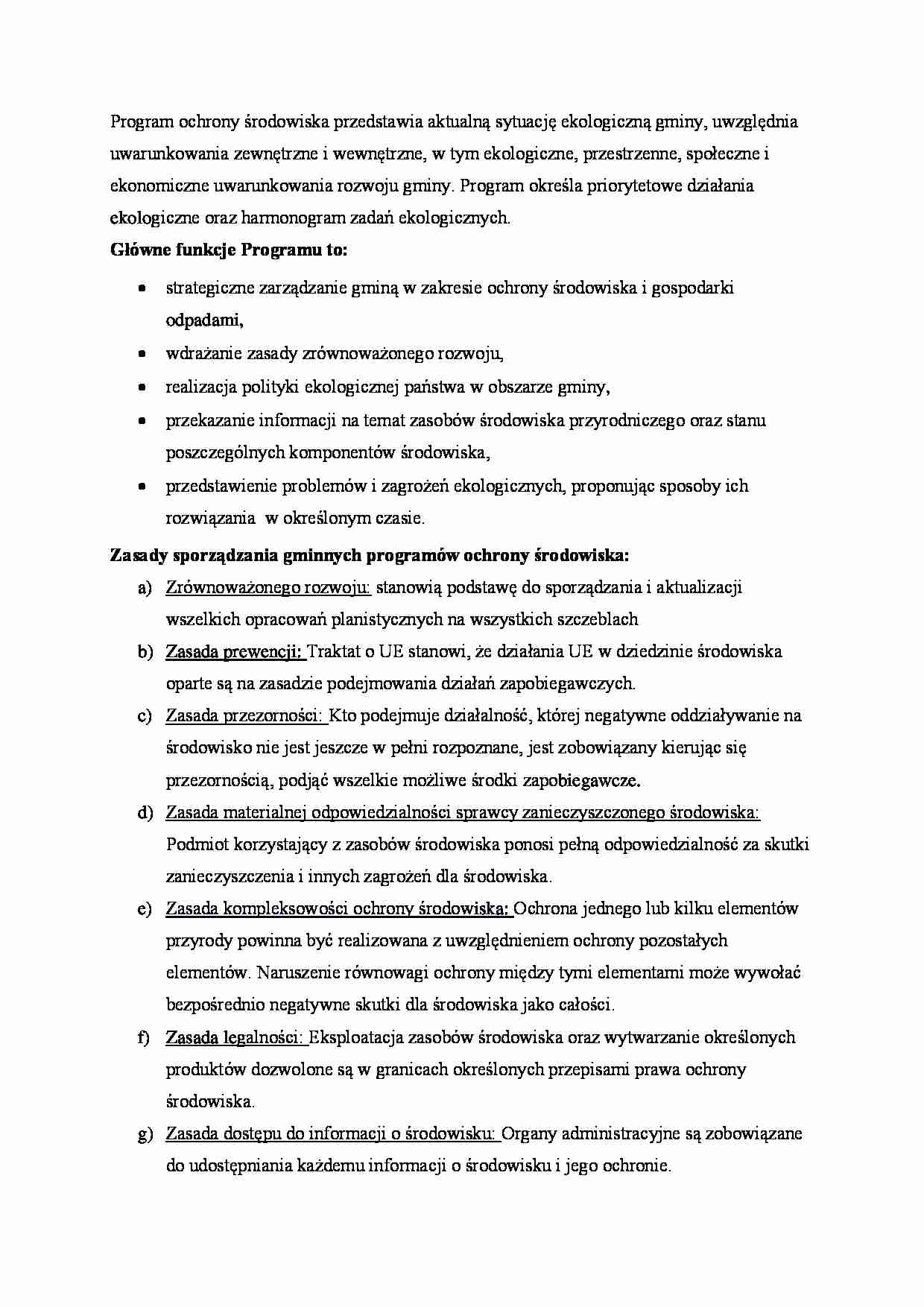 Program ochrony środowiska i jego funkcje. - strona 1