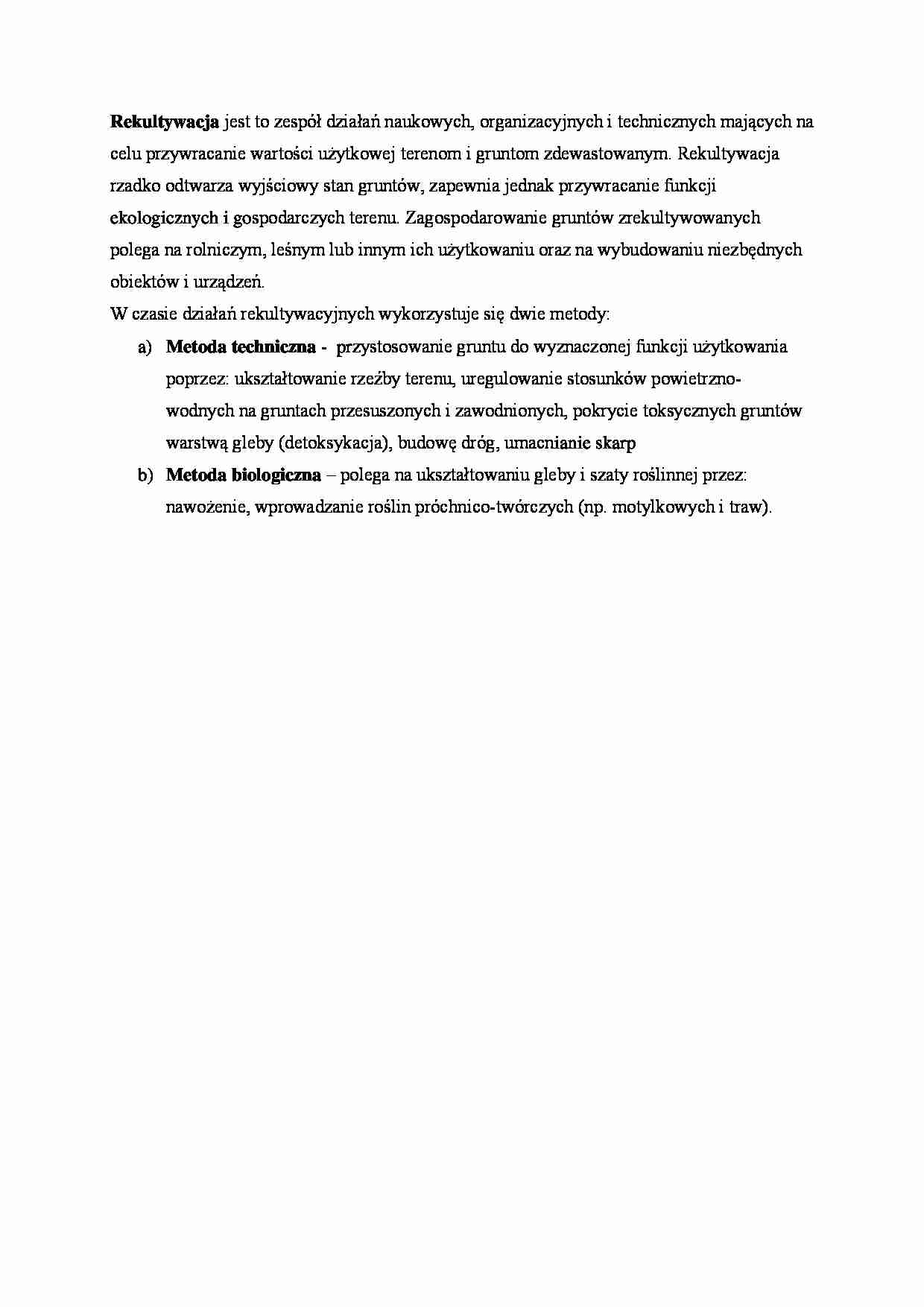 Rekultywacja i jej metody. - strona 1