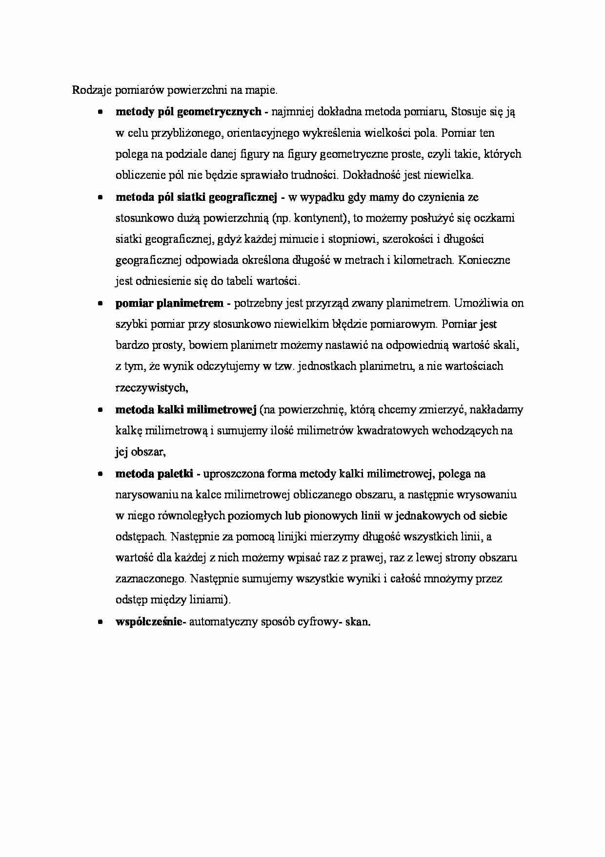 Rodzaje pomiarów powierzchni na mapie - strona 1