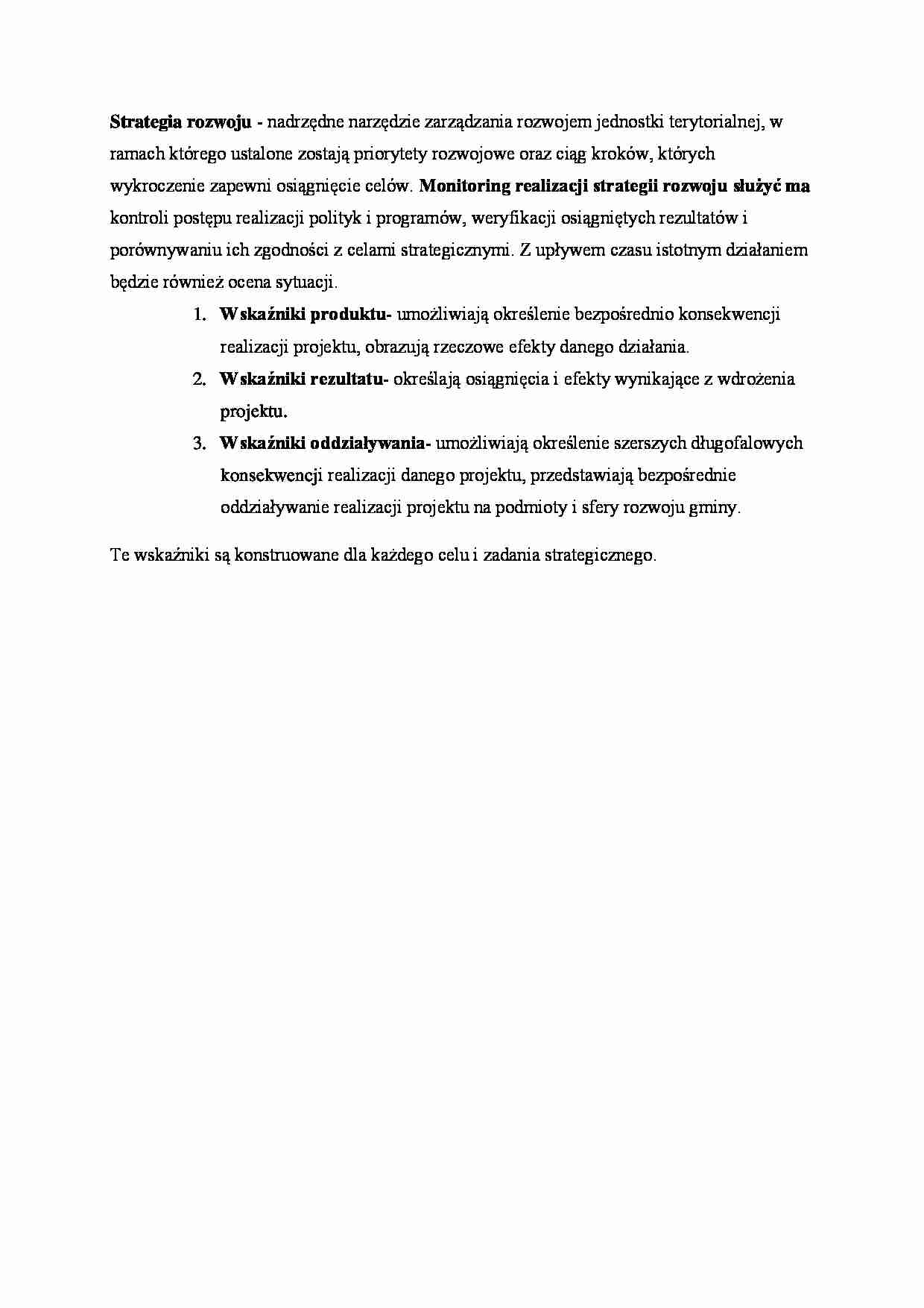 Strategia rozwoju i wskaźniki. - strona 1