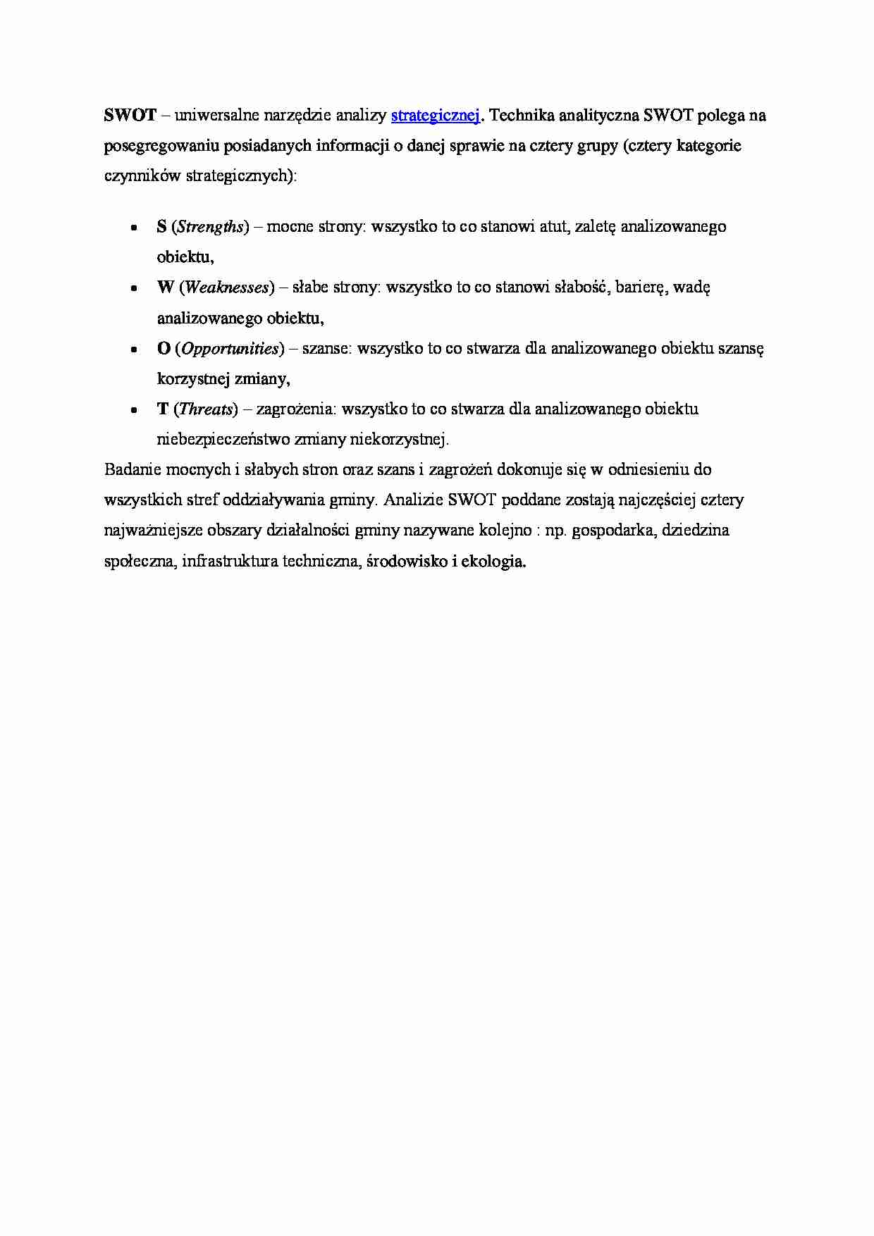 Technika analityczna SWOT - strona 1