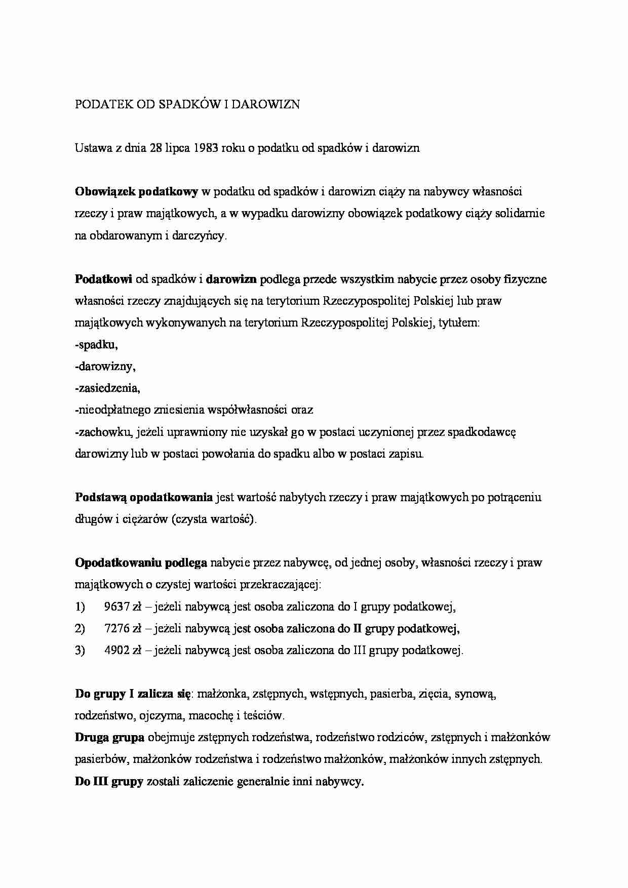 Podatek od spadków i darowizn. - strona 1