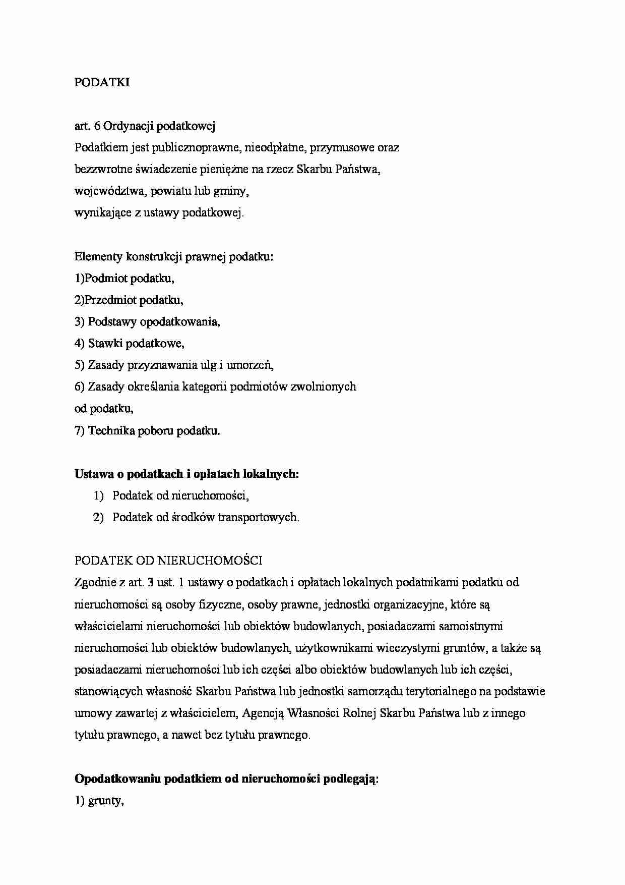 Ustawa o podatkach i opłatach lokalnych - strona 1