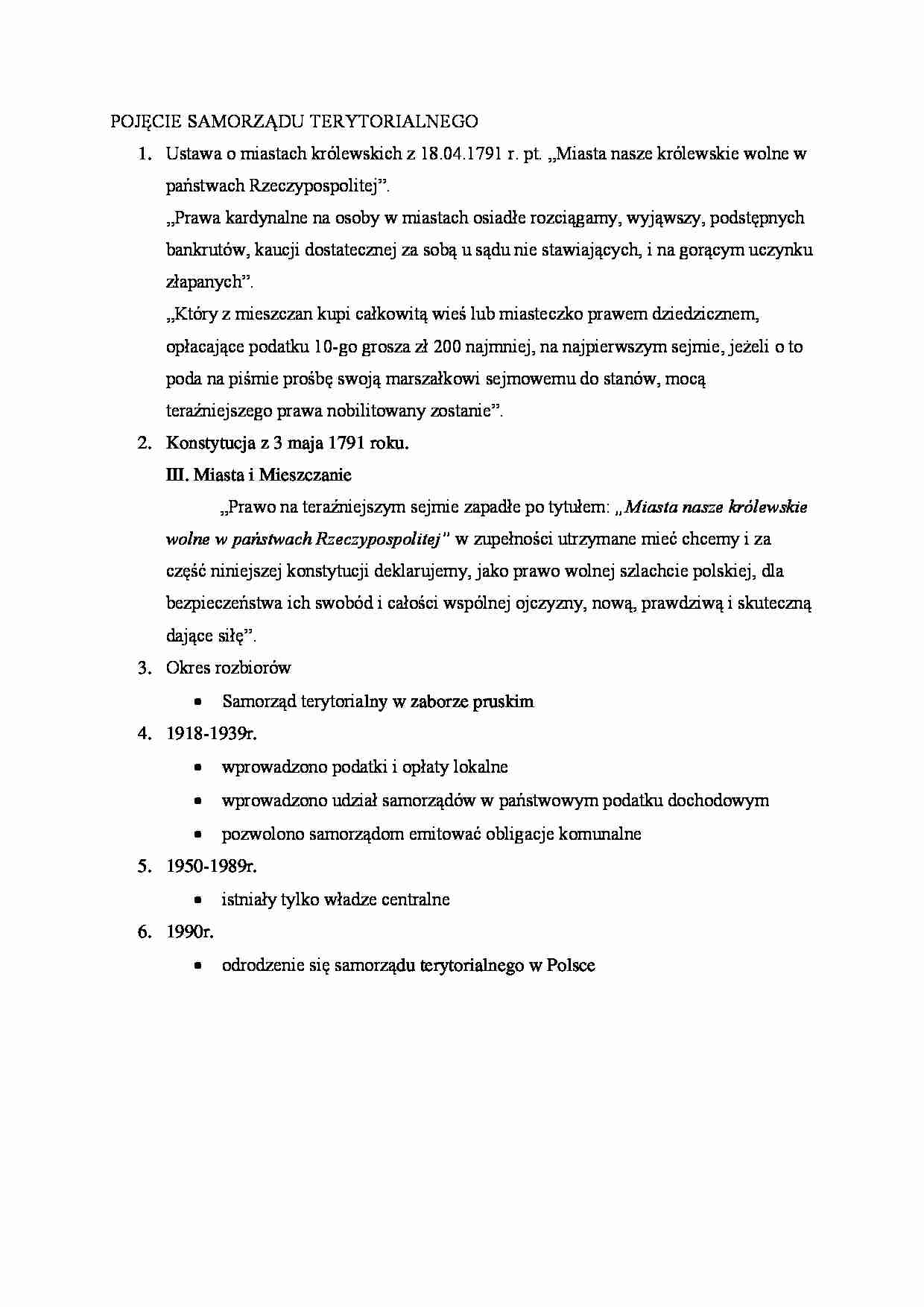 Pojęcie samorządu terytorialnego. - strona 1
