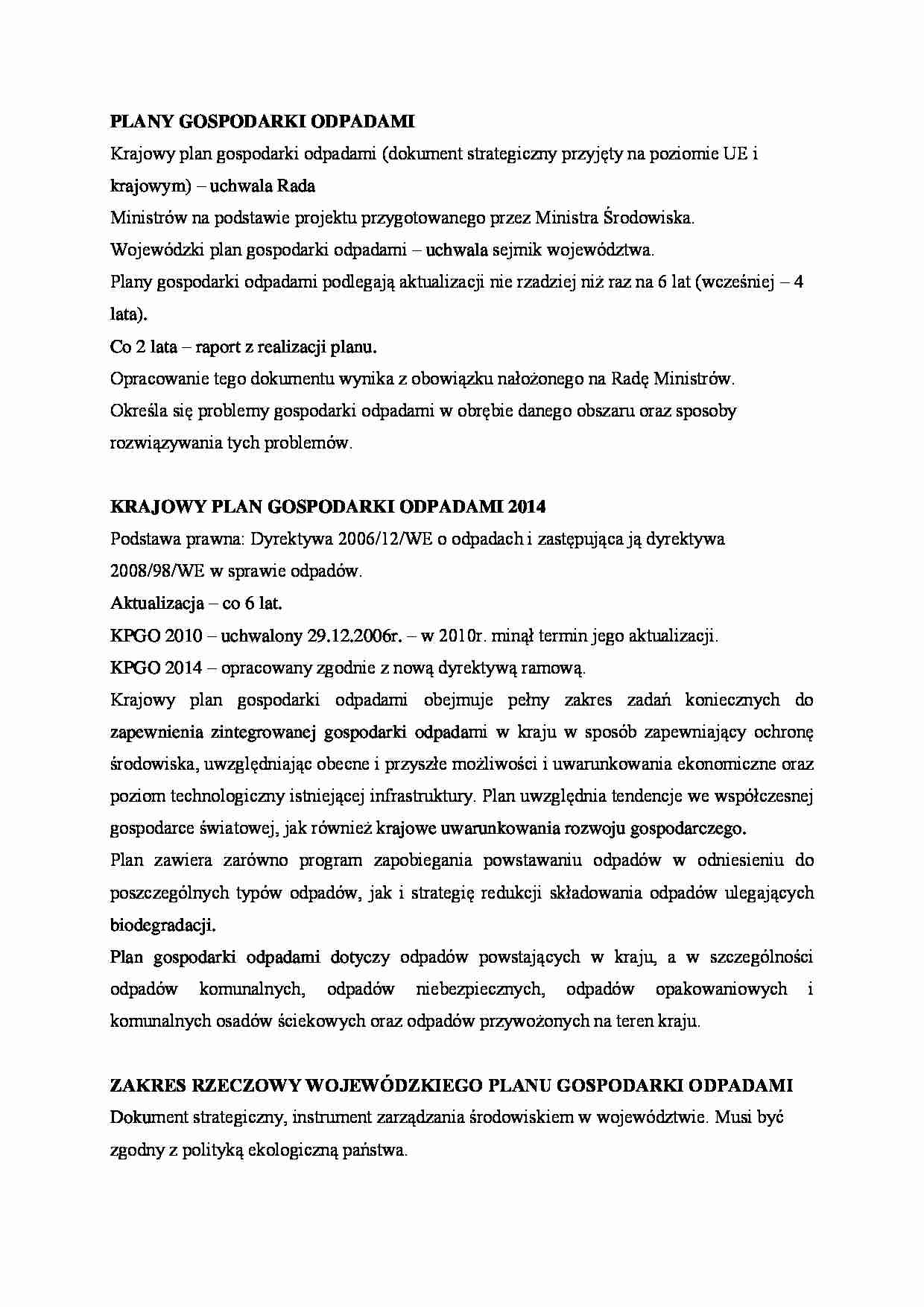 Plany gospodarki odpadami. - strona 1
