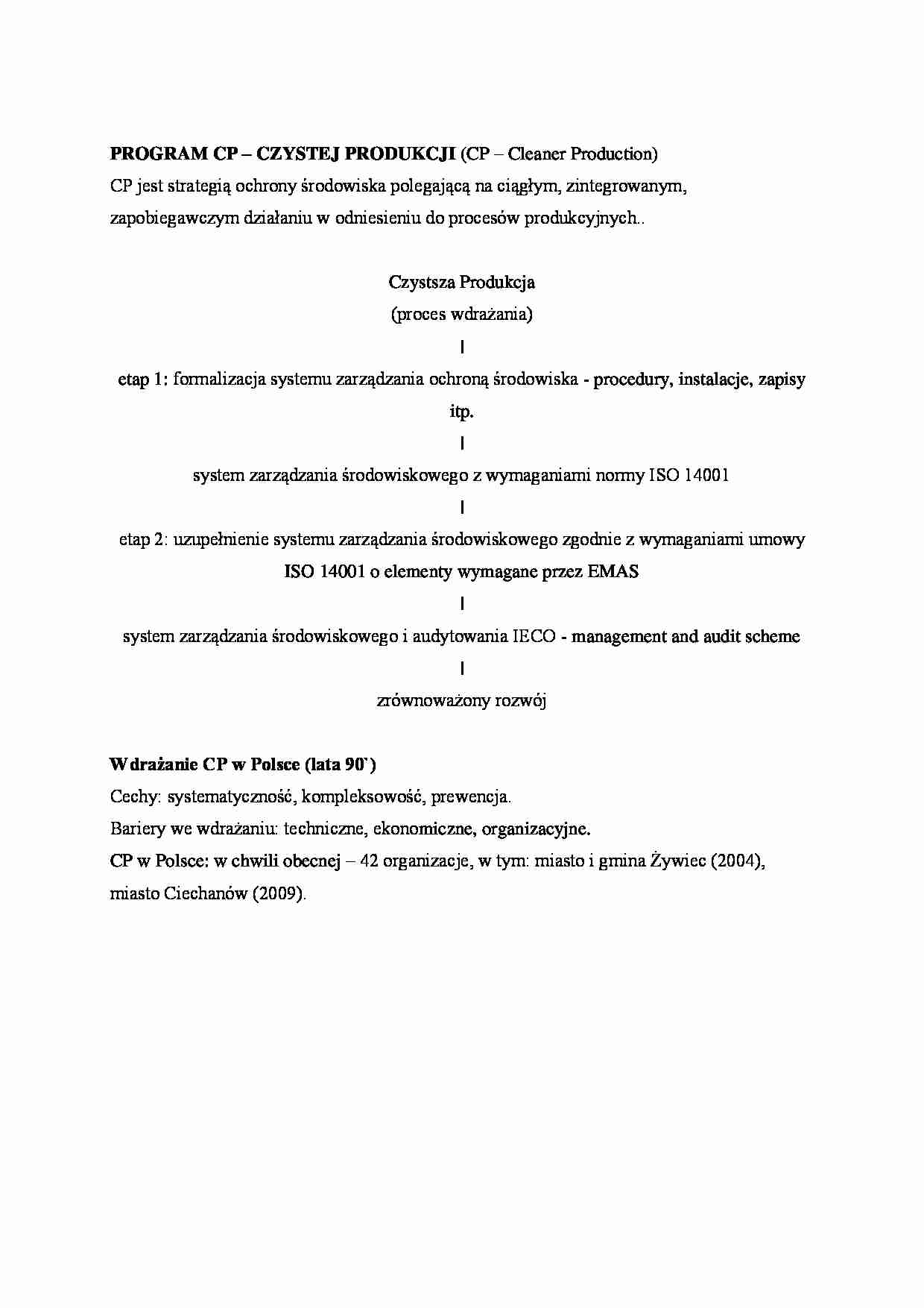 Program czystej produkcji. - strona 1