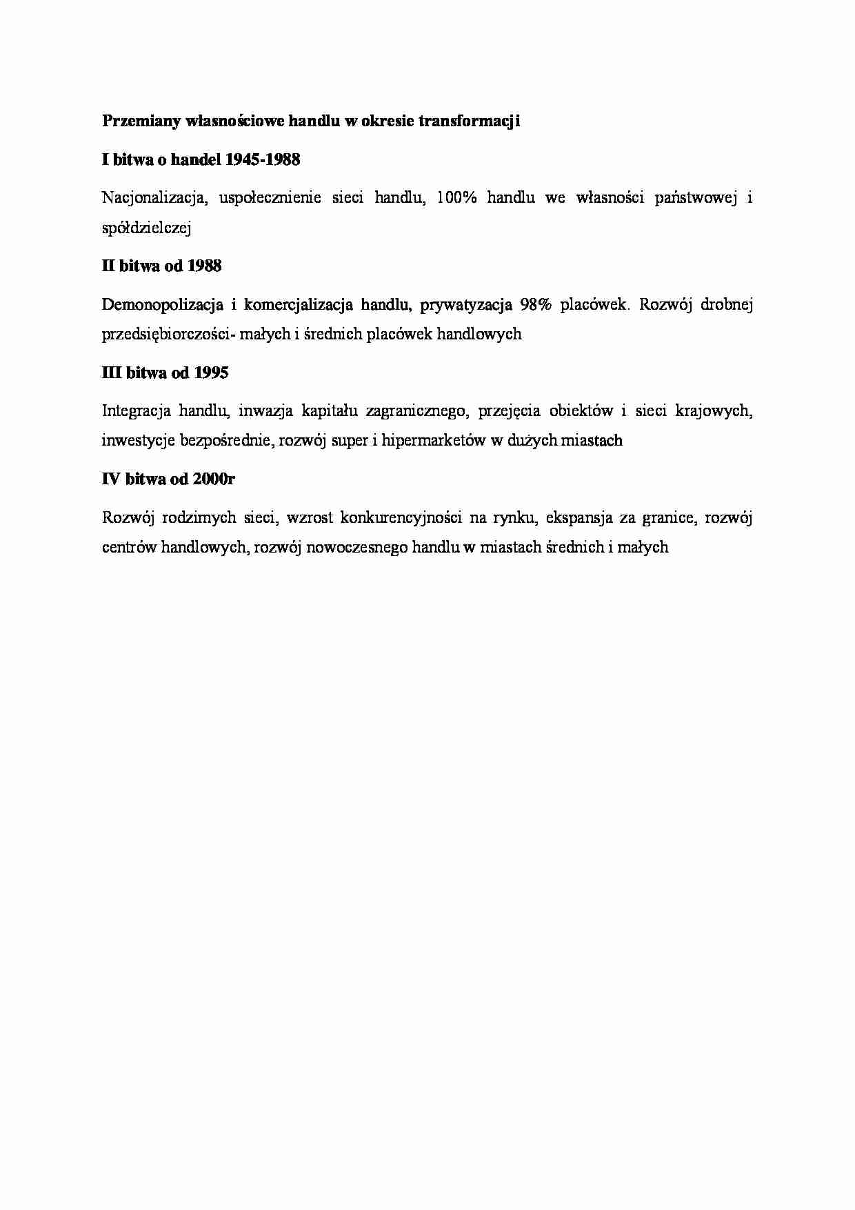 Przemiany własnościowe handlu w okresie transformacji - strona 1
