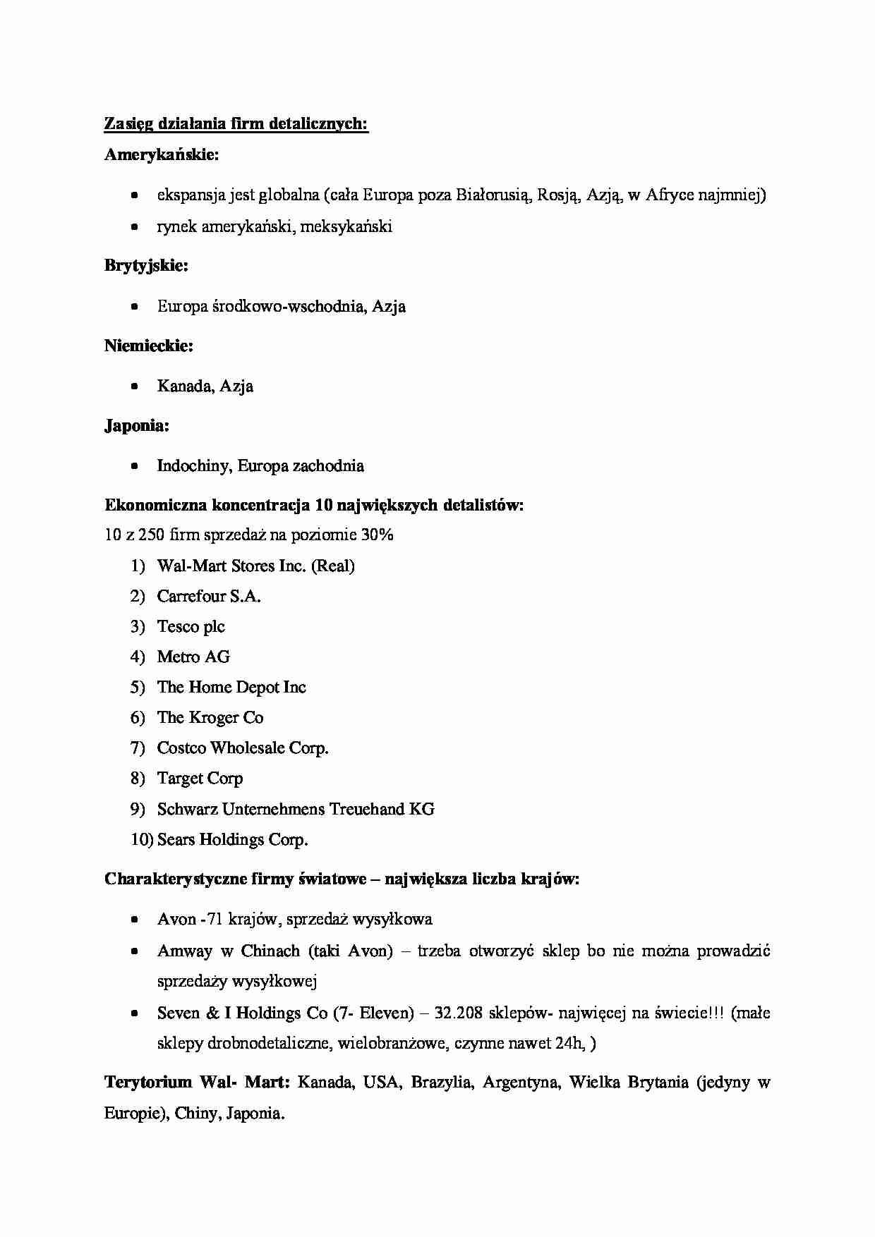 Zasięg działania firm detalicznych - strona 1