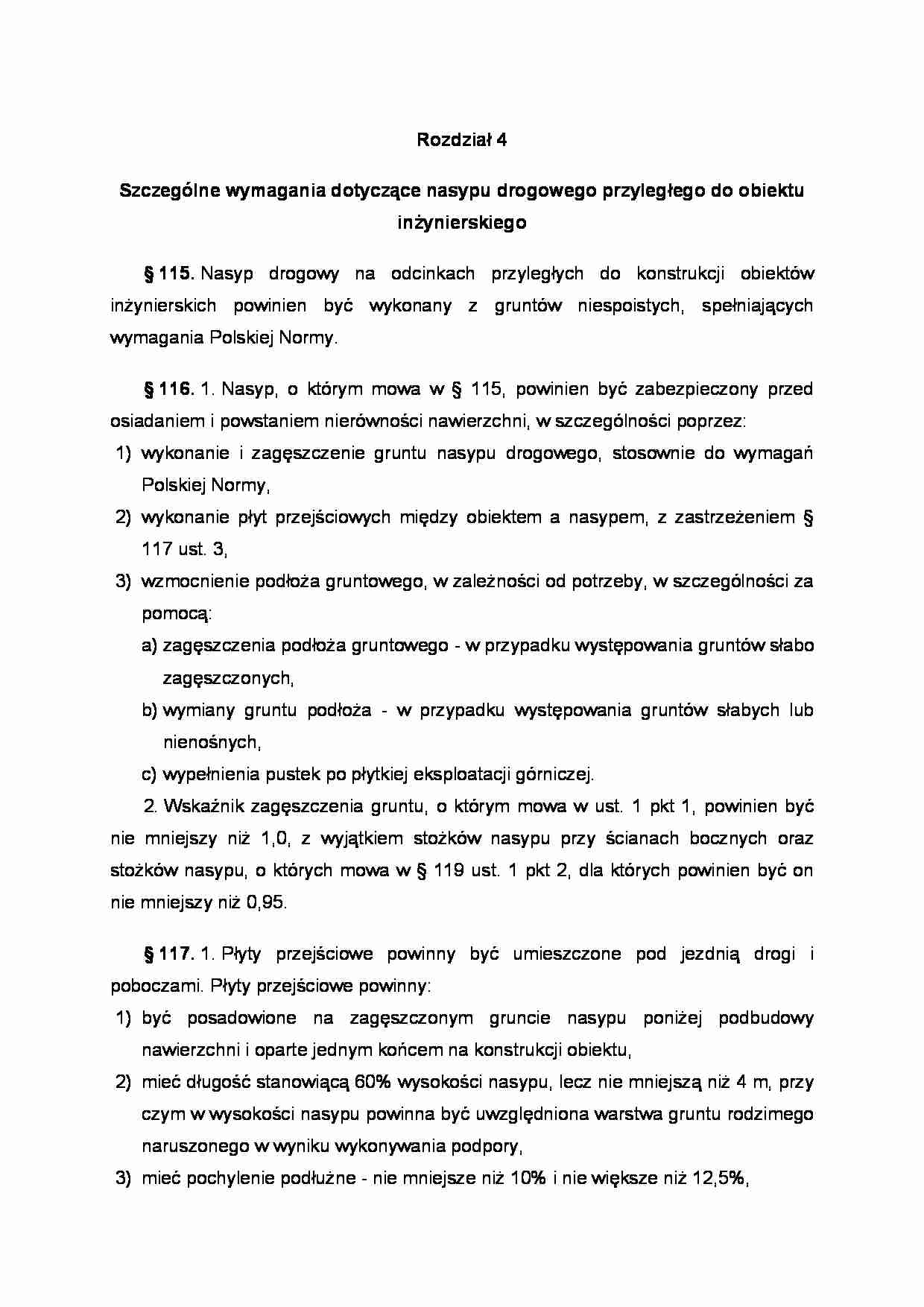 Wymagania  nasypu drogowego przyległego do obiektu inżynierskiego - strona 1