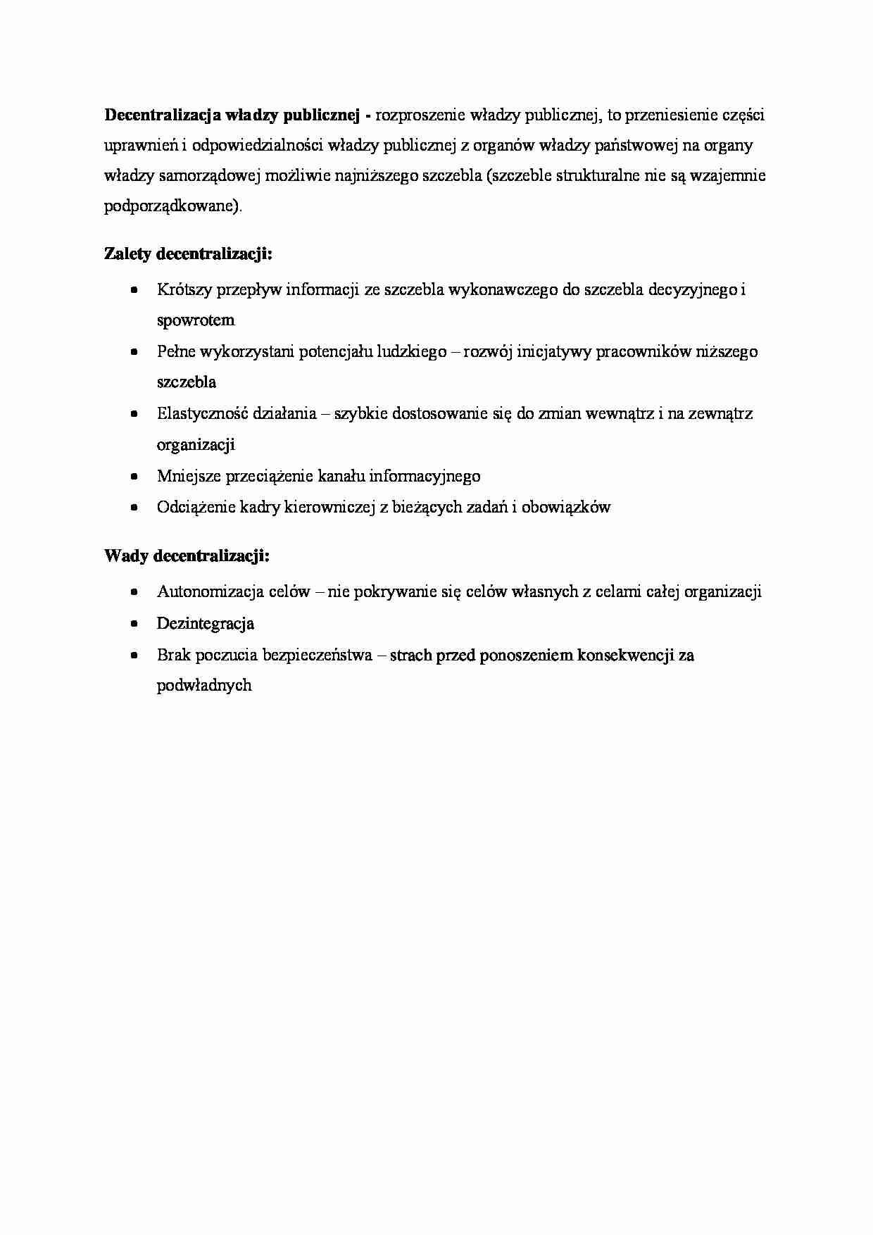 Decentralizacja władzy publicznej - rozproszenie władzy publicznej - strona 1