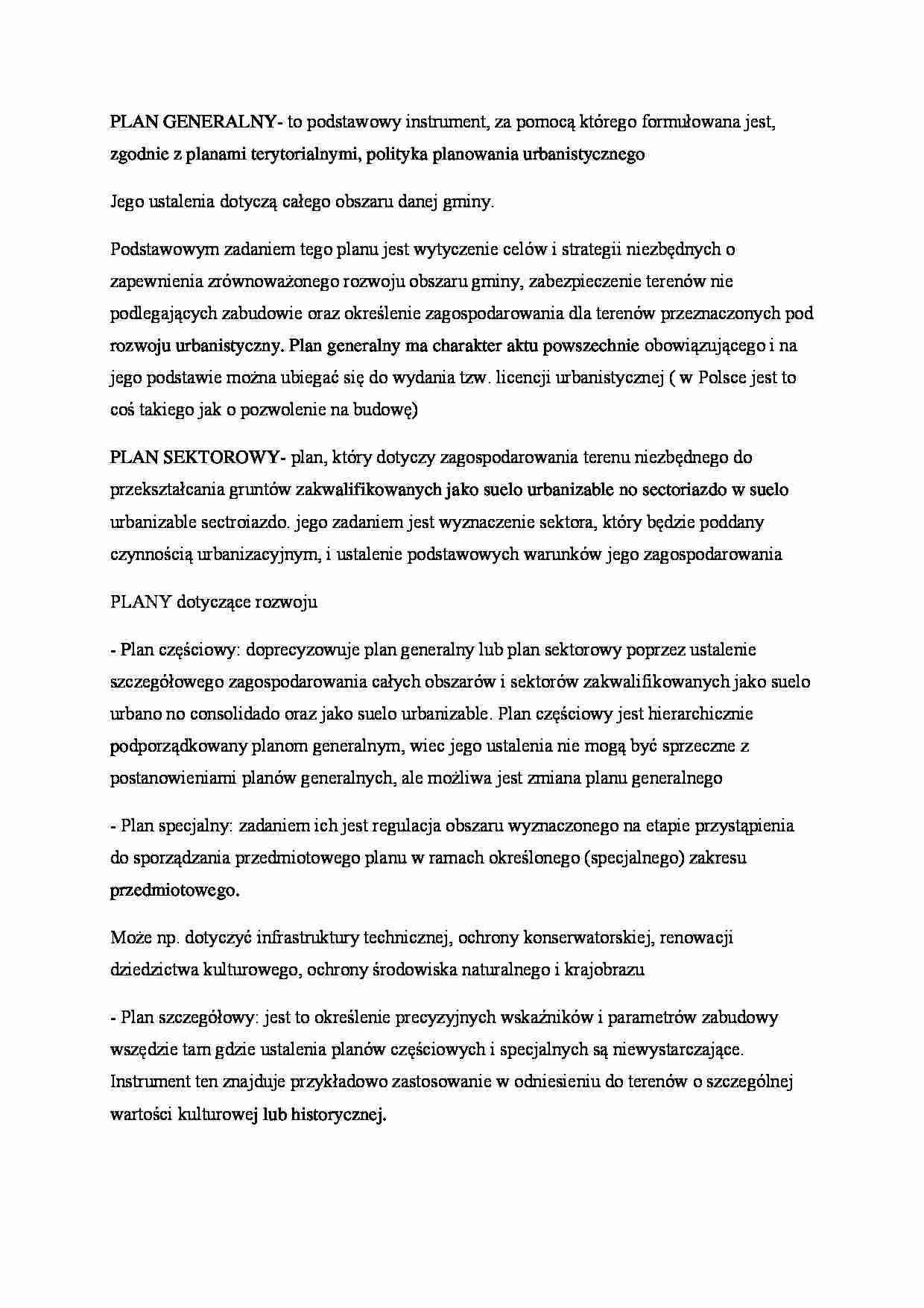 Plan generalny, sektorowy - omówienie. - strona 1