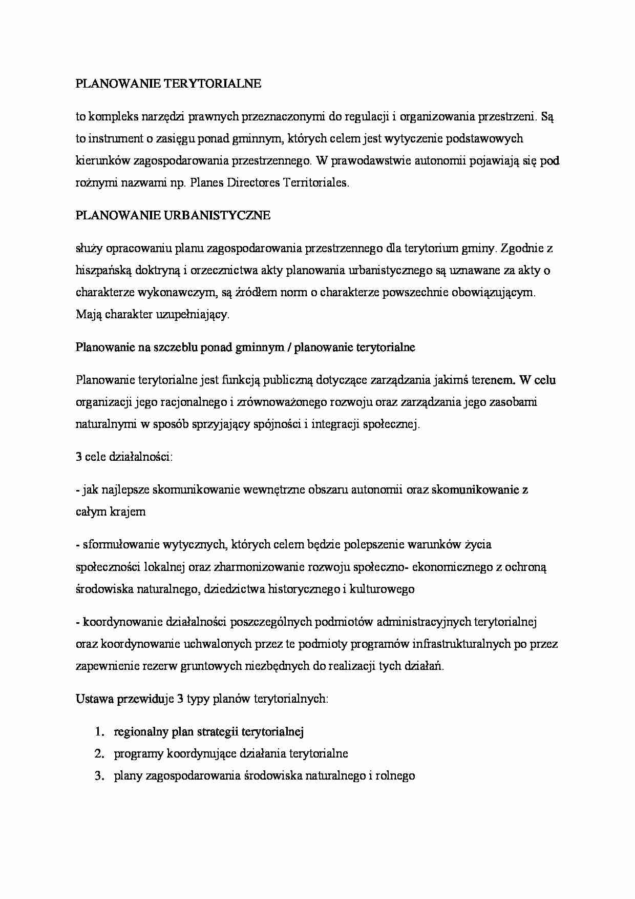 Planowanie terytorialne i urbanistyczne - omówienie. - strona 1