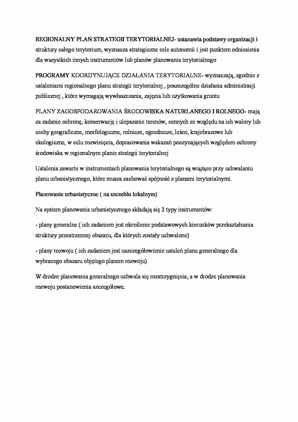 Regionalny plan strategii terytorialnej - definicje. - strona 1