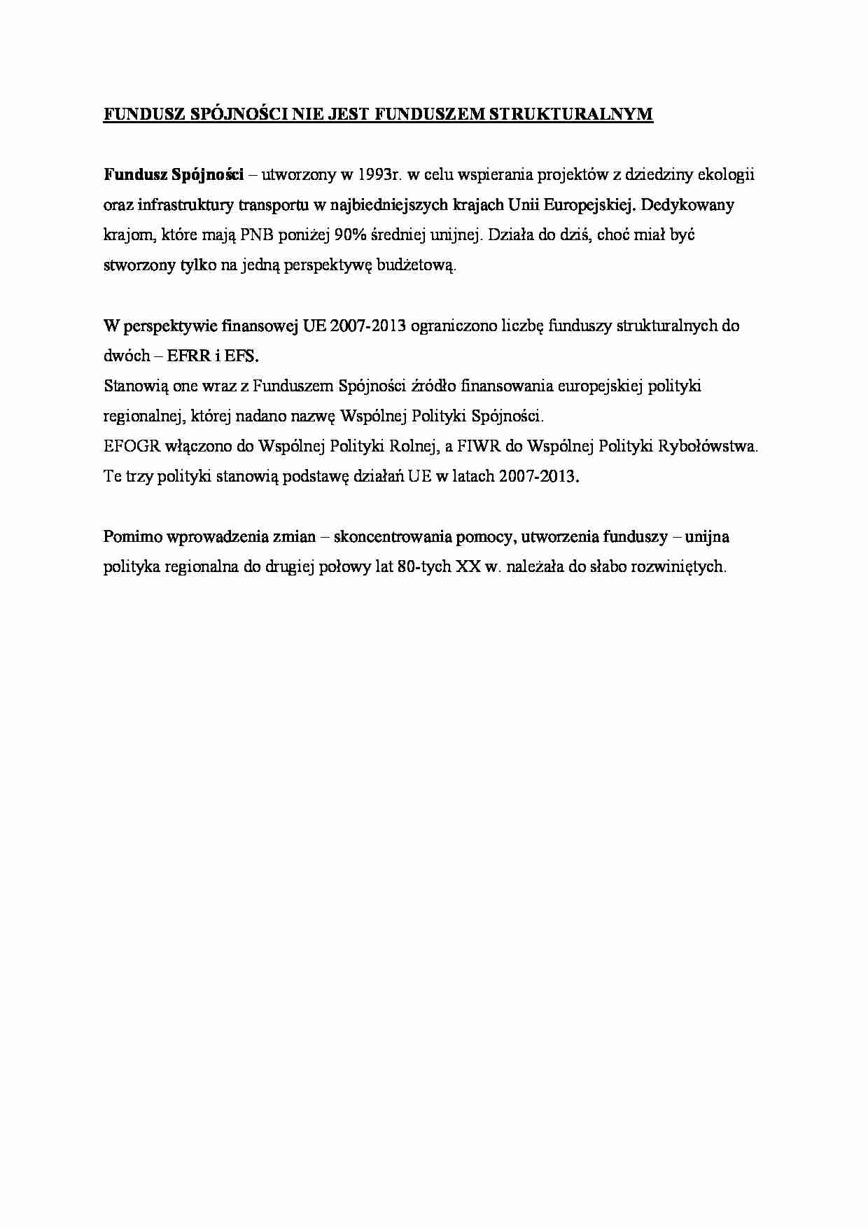 Fundusz spójności - krótka notka. - strona 1