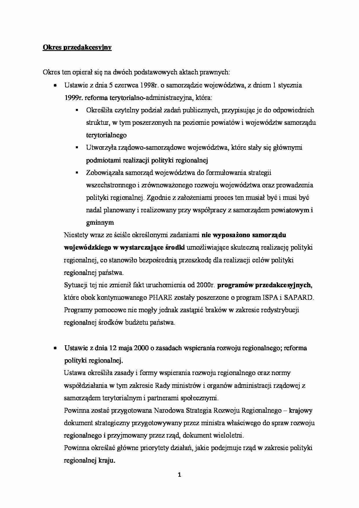 Okres przedakcesyjny - strona 1