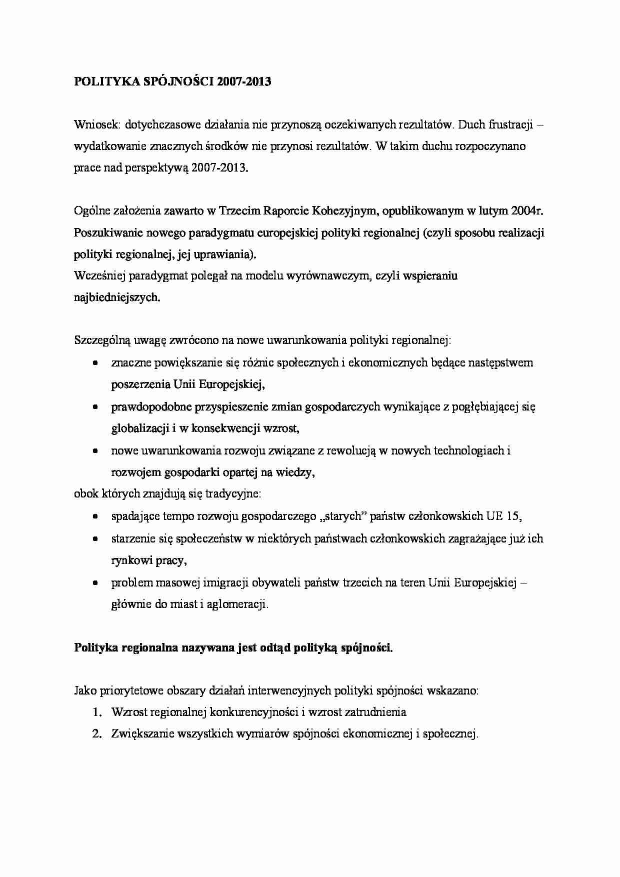Polityka spójności 2007-2013 - strona 1