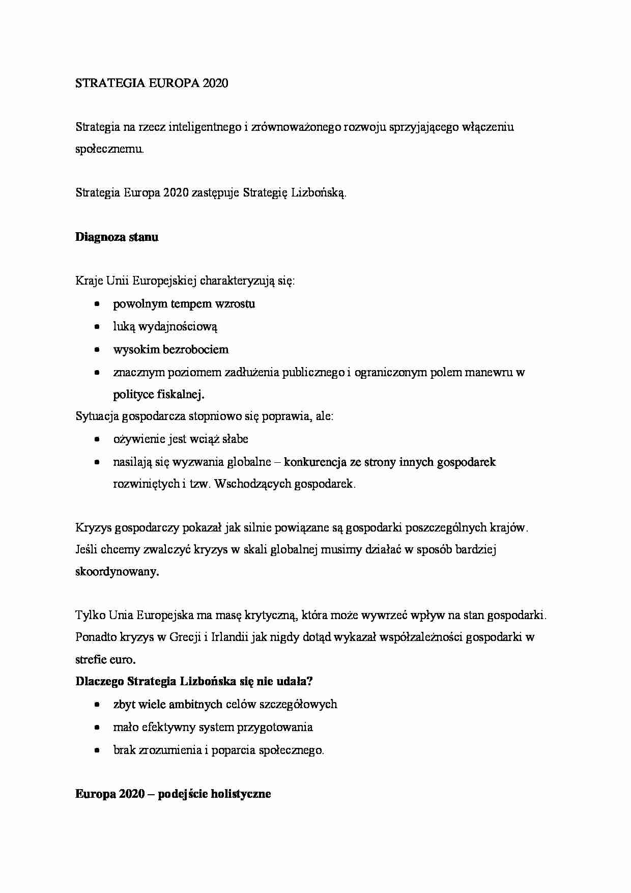 Strategia Europa 2020 - strona 1