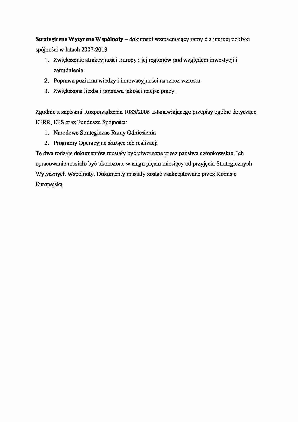 Strategiczne wytyczne wspólnoty - strona 1