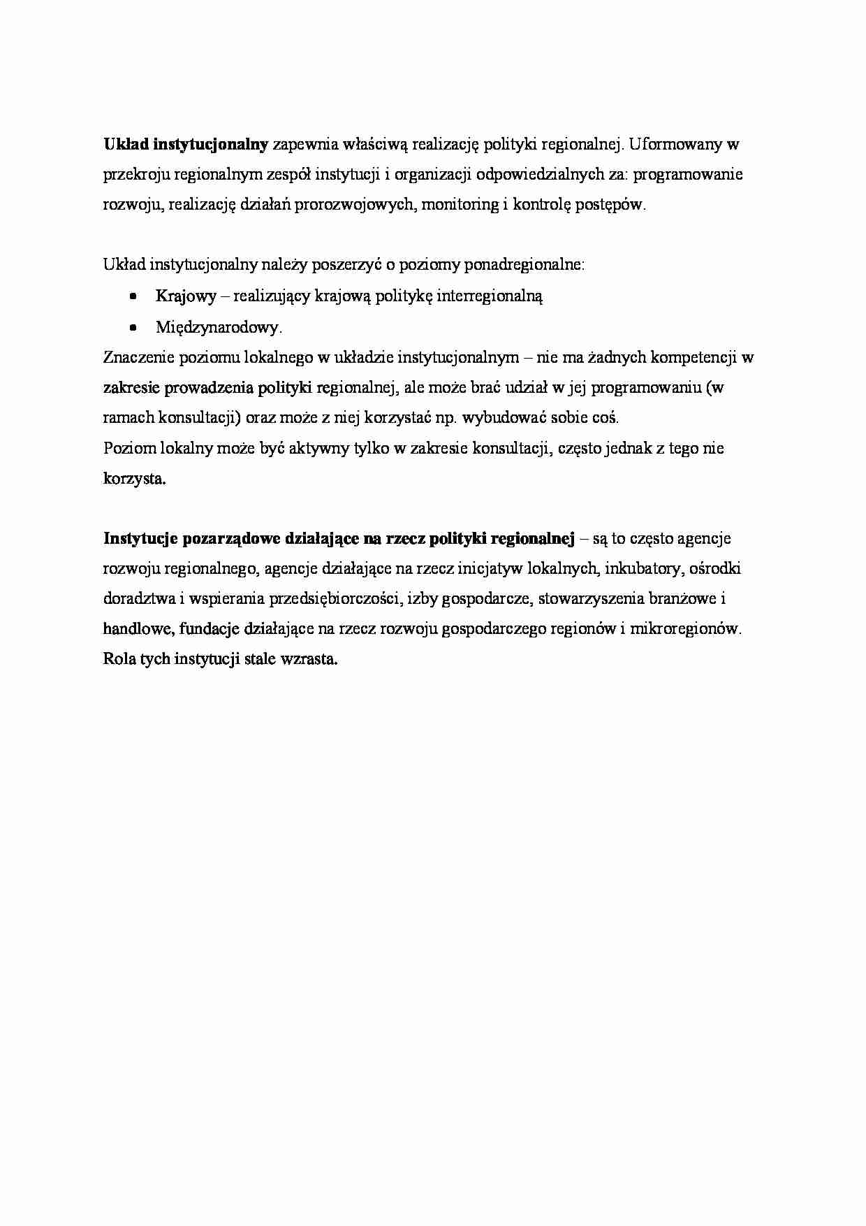 Układ instytucjonalny i polityka regionalna. - strona 1