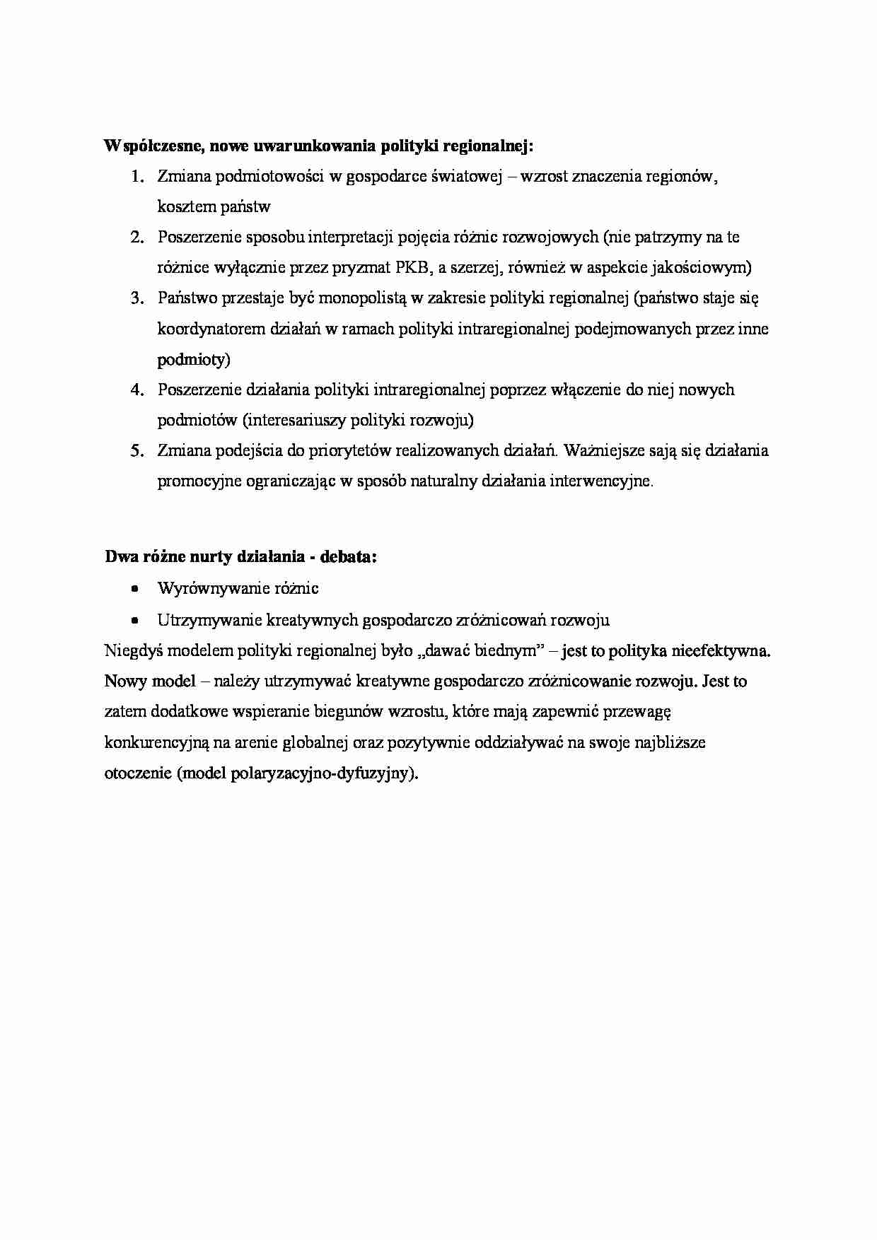 Współczesne, nowe uwarunkowania polityki regionalnej - strona 1