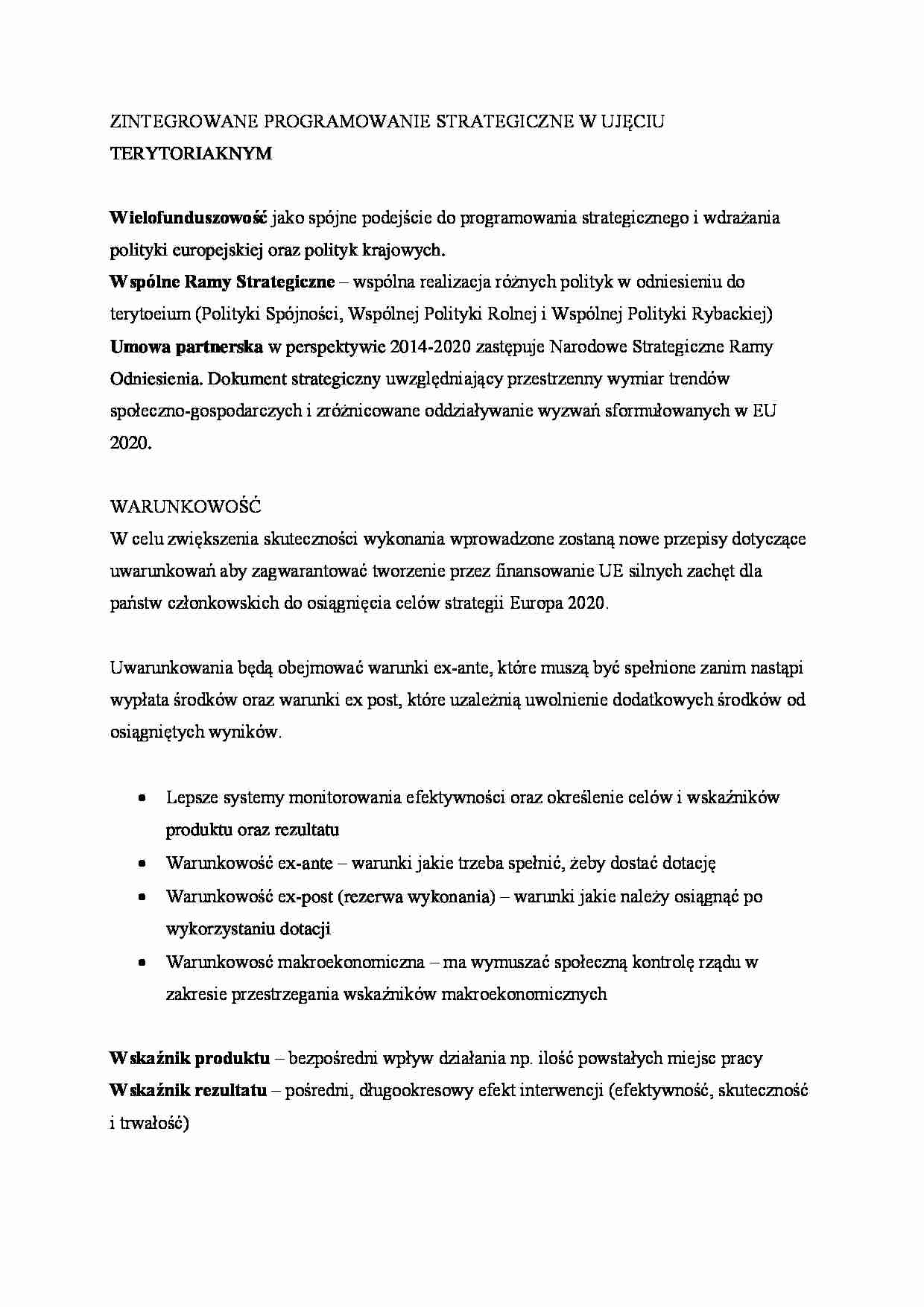 Zintegrowane programowanie strategiczne w ujęciu terytorialnym. - strona 1