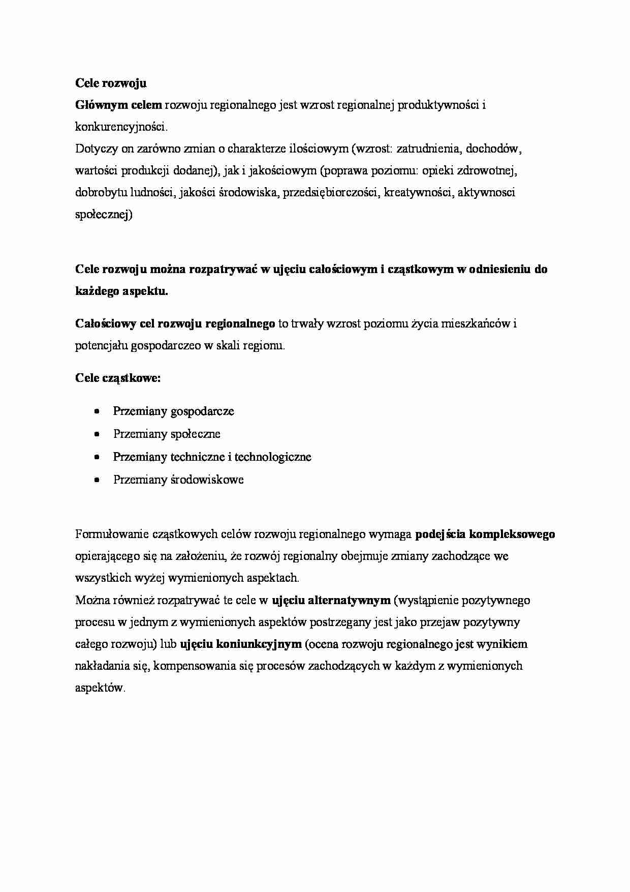 Cele rozwoju regionalnego. - strona 1