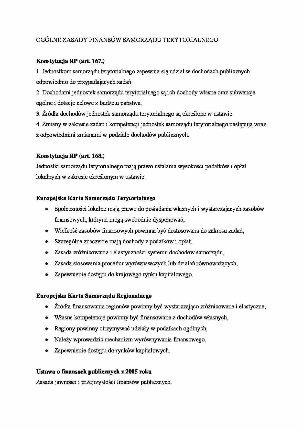 Zasady finansów samorządu terytorialnego. - strona 1