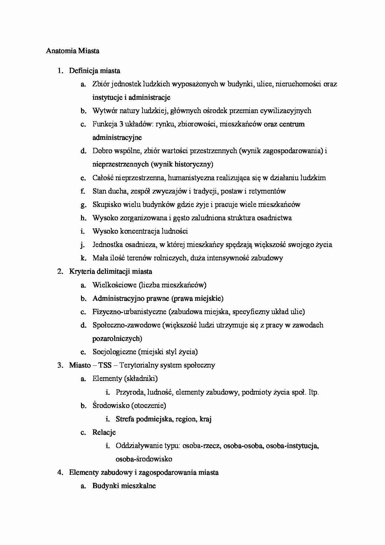 Anatomia miasta  - definicja i kryteria delimitacji. - strona 1