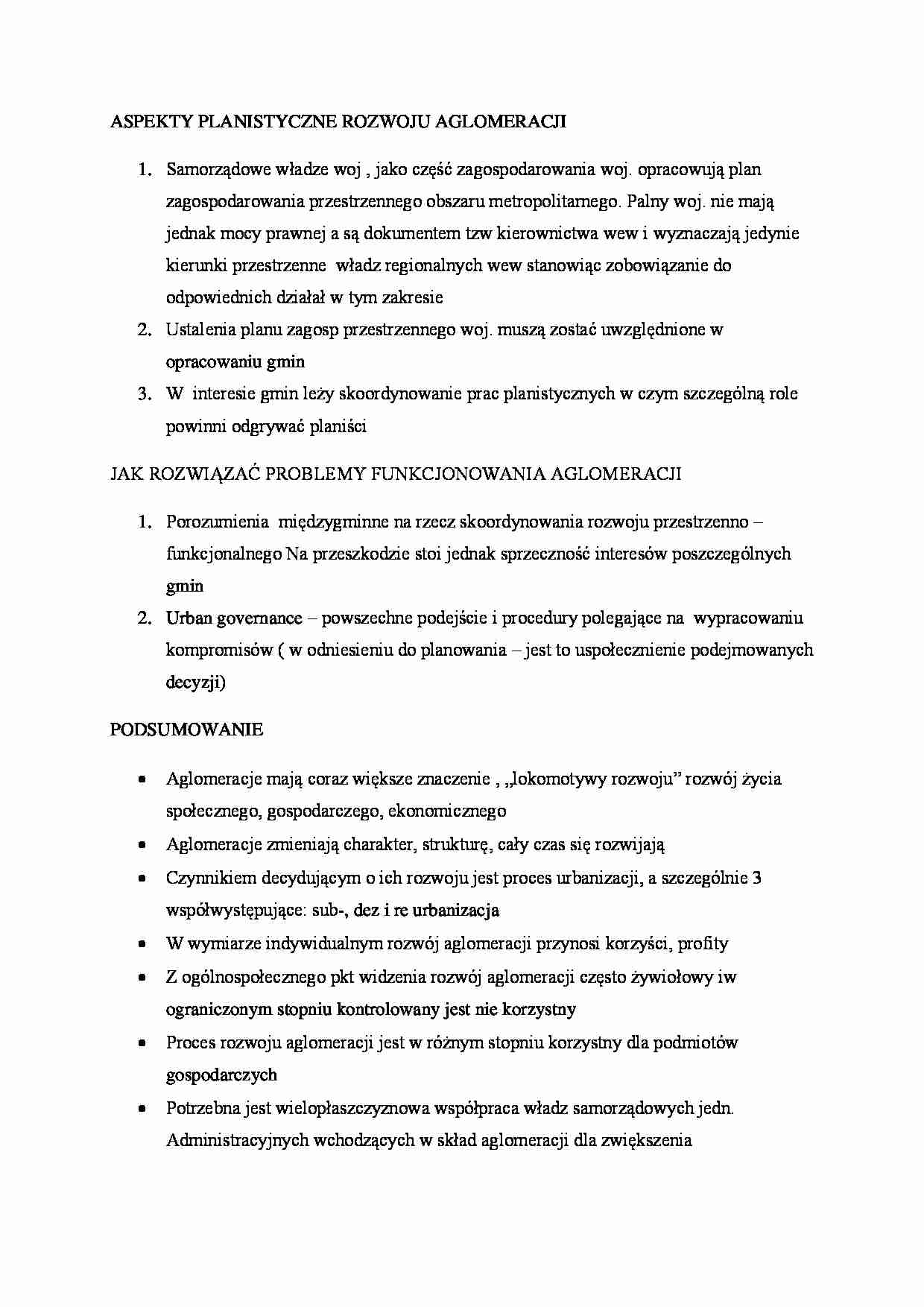 Funkcjonowanie i rozwój aglomeracji. - strona 1
