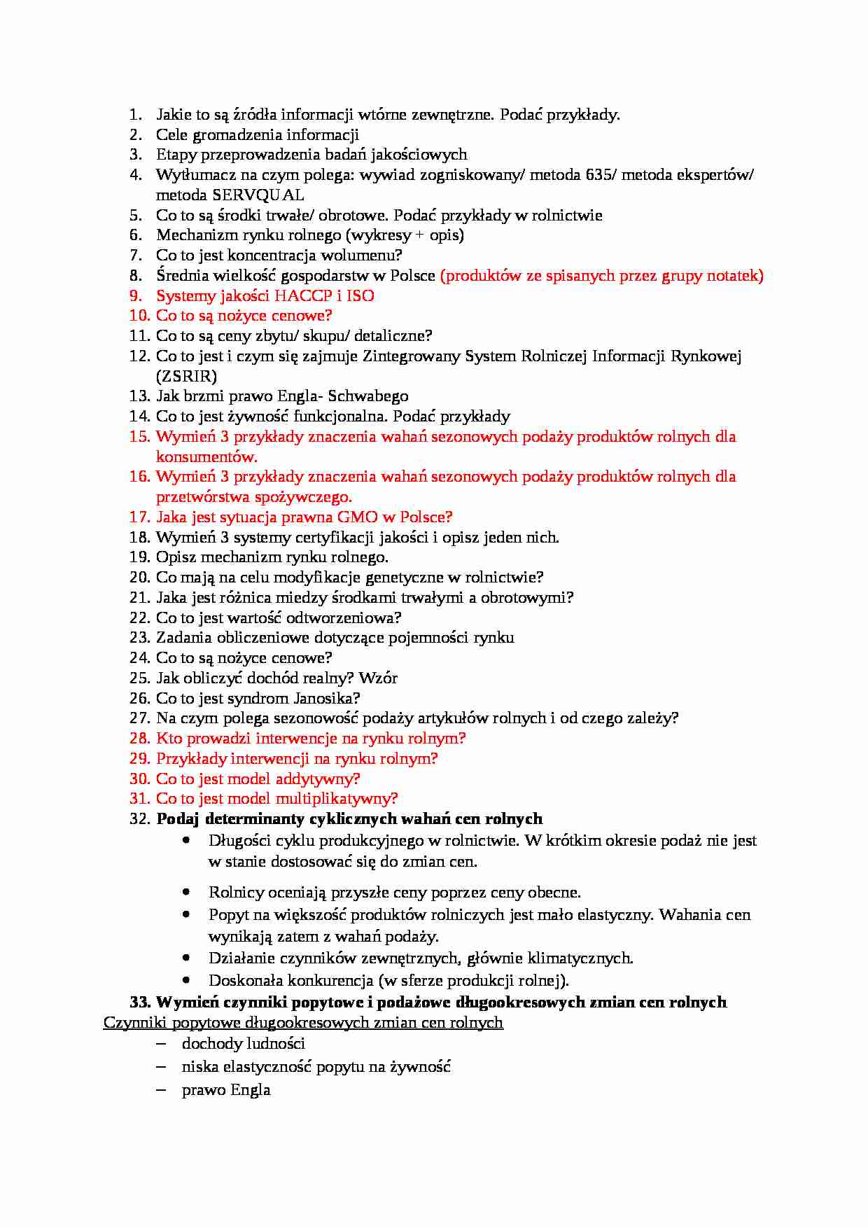 Pytania na egzamin - Badania jakościowe - strona 1