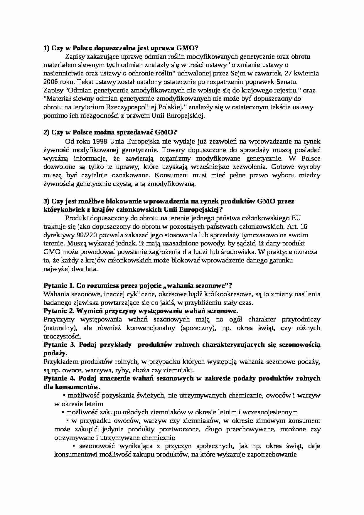  Pytania na egzamin z przedmiotu - strona 1