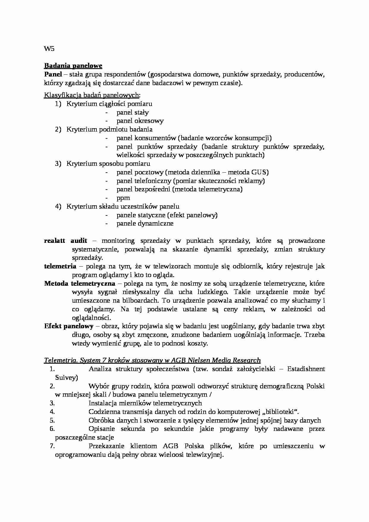 Badania panelowe - klasyfikacja - strona 1