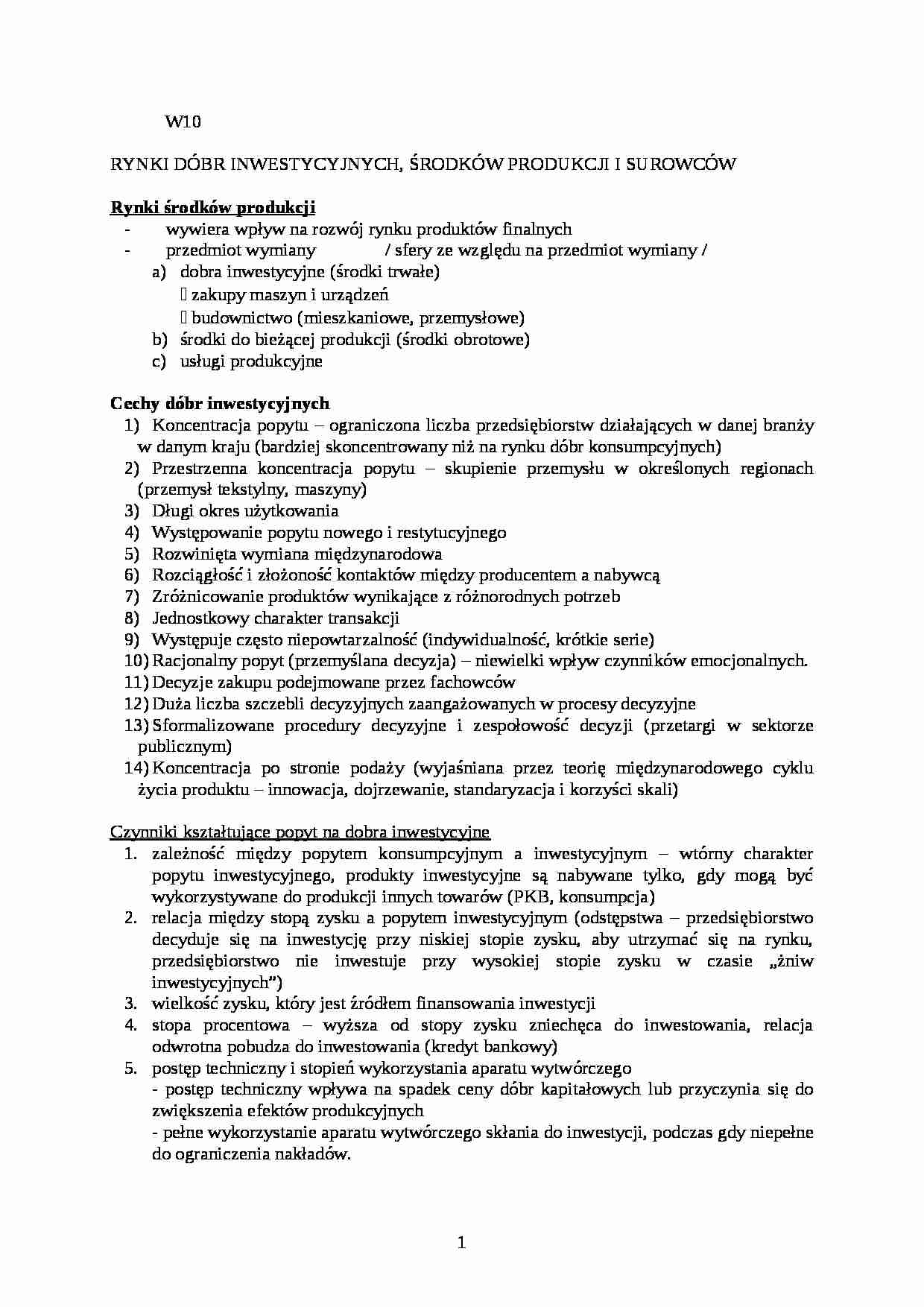 Rynki dóbr inwestycyjnych - Mierniki wykorzystywane w analizie rynku - strona 1