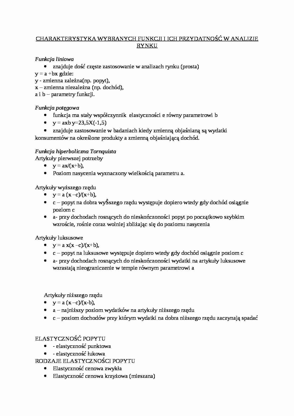 Charakterystyka wybranych funkcji - strona 1