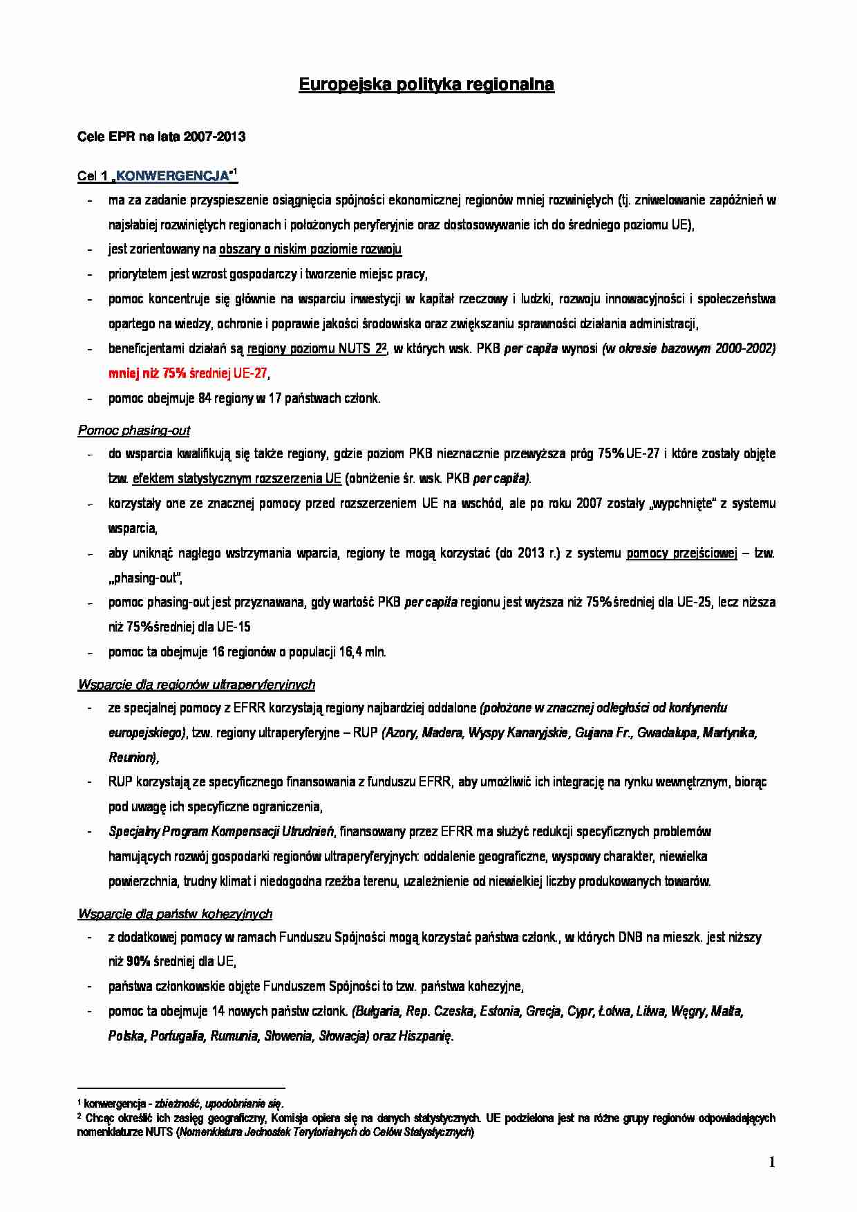 Europejska polityka regionalna - strona 1