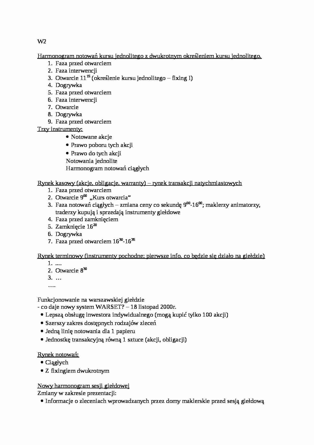 Harmonogram notowań kursu jednolitego - strona 1