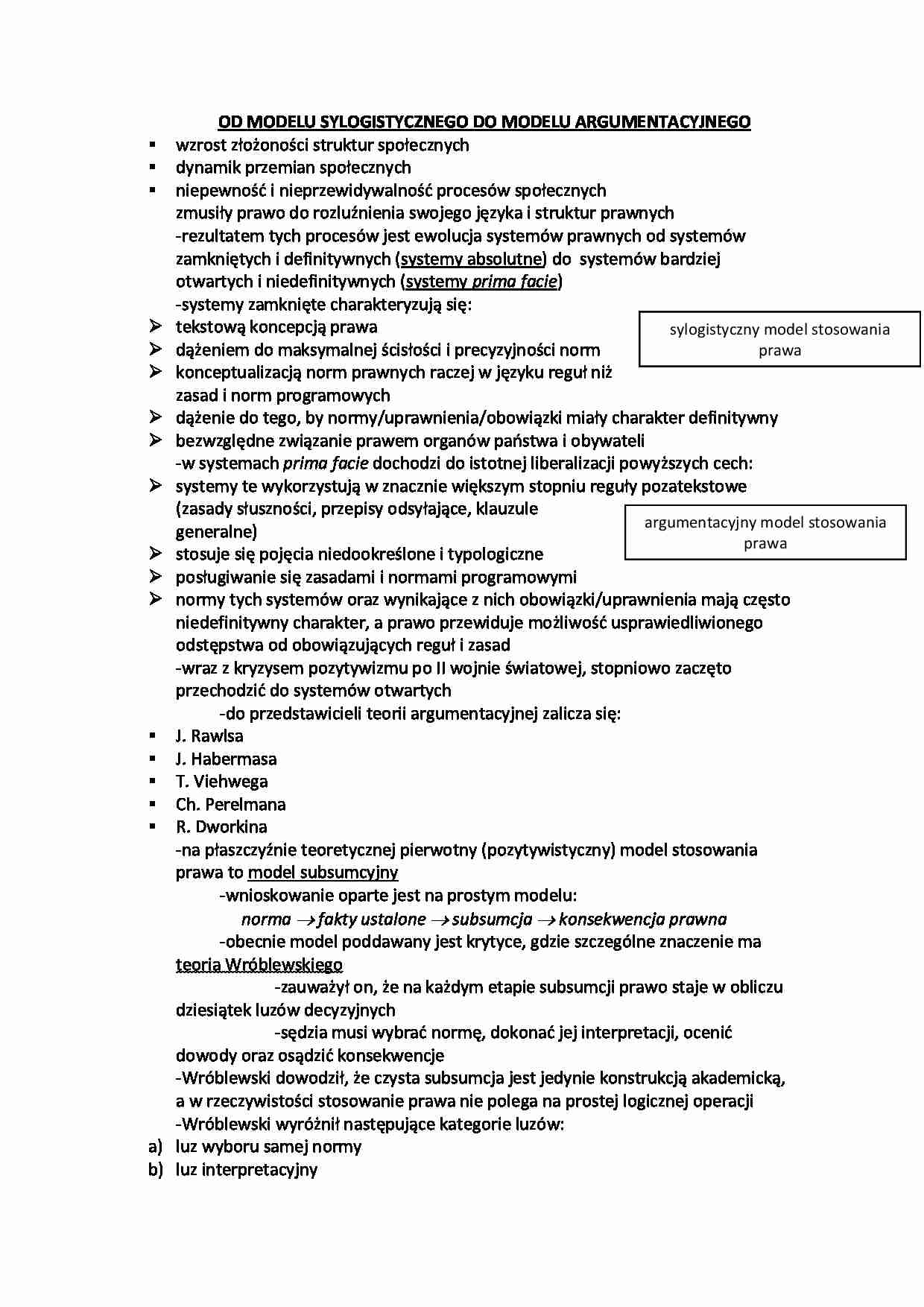 Od modelu sylogistycznego do modelu argumentacyjnego  - strona 1