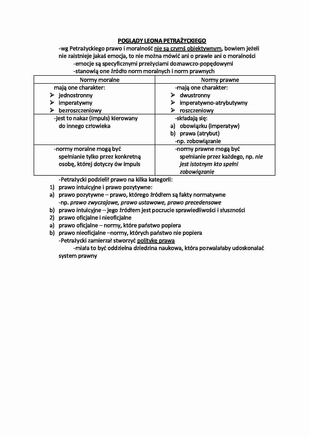 Poglądy Leona Petrażyckiego  - strona 1